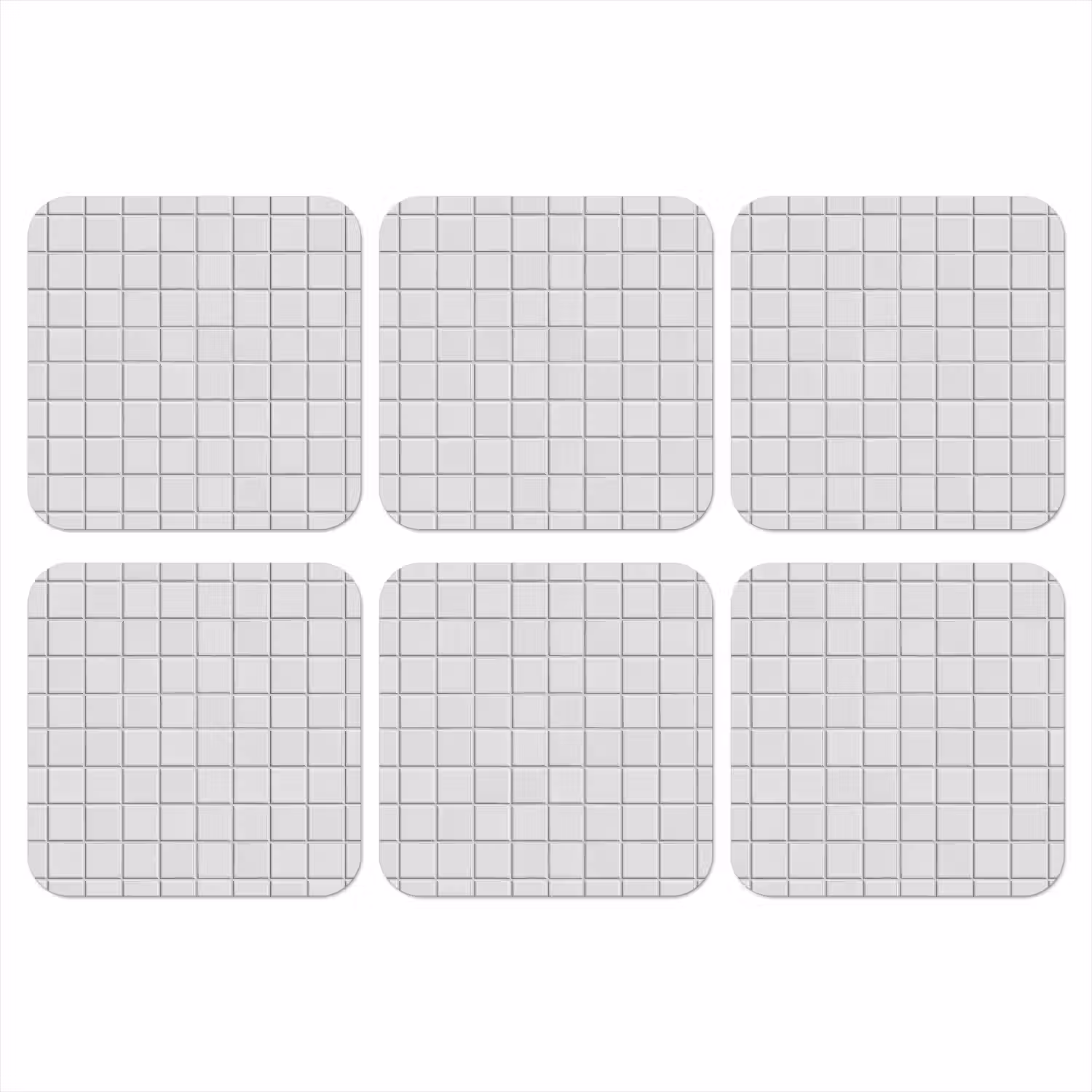 Patroon - Tegels - Grijs - Wit onderzetter kurk middel 366 -3d