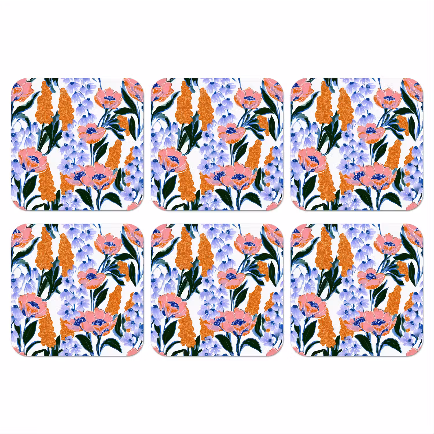 Patroon - Aquarel - Kleurrijk onderzetter kurk middel 366 -3d