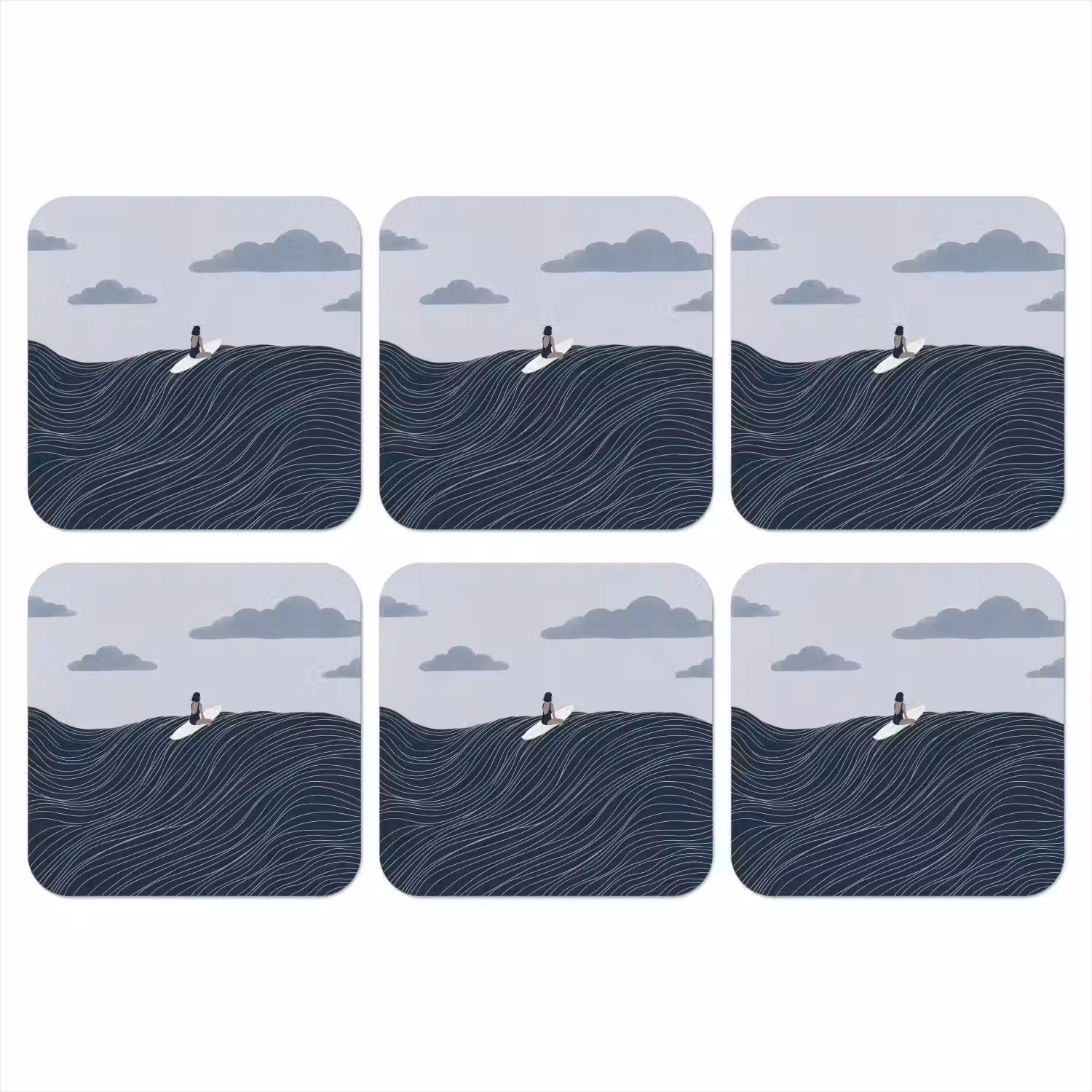 Persoon - Surfen - Oceaan - Natuur - Modern onderzetter kurk middel -3d