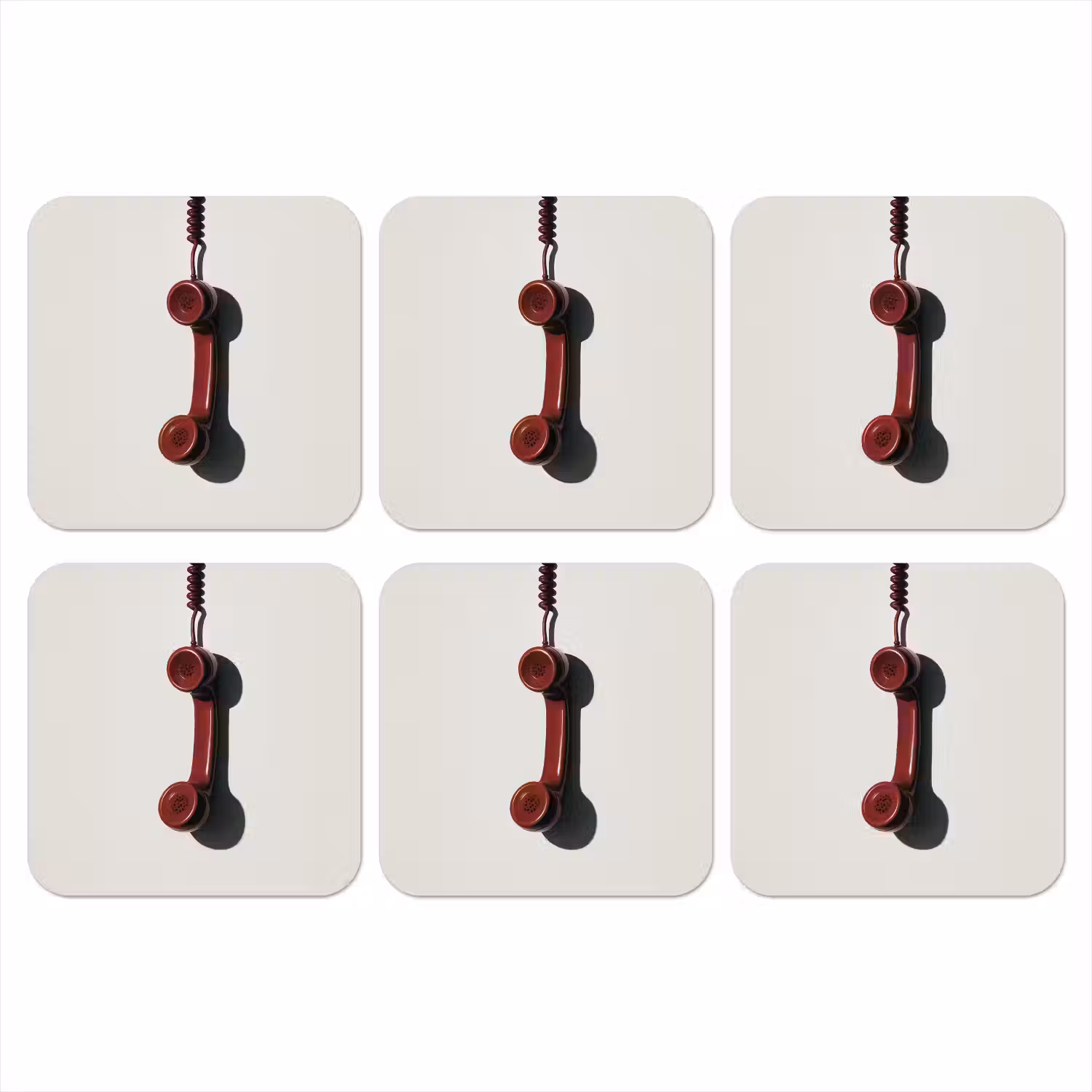Telefoon - Koord - Rood - Minimalistisch onderzetter kurk middel -3d