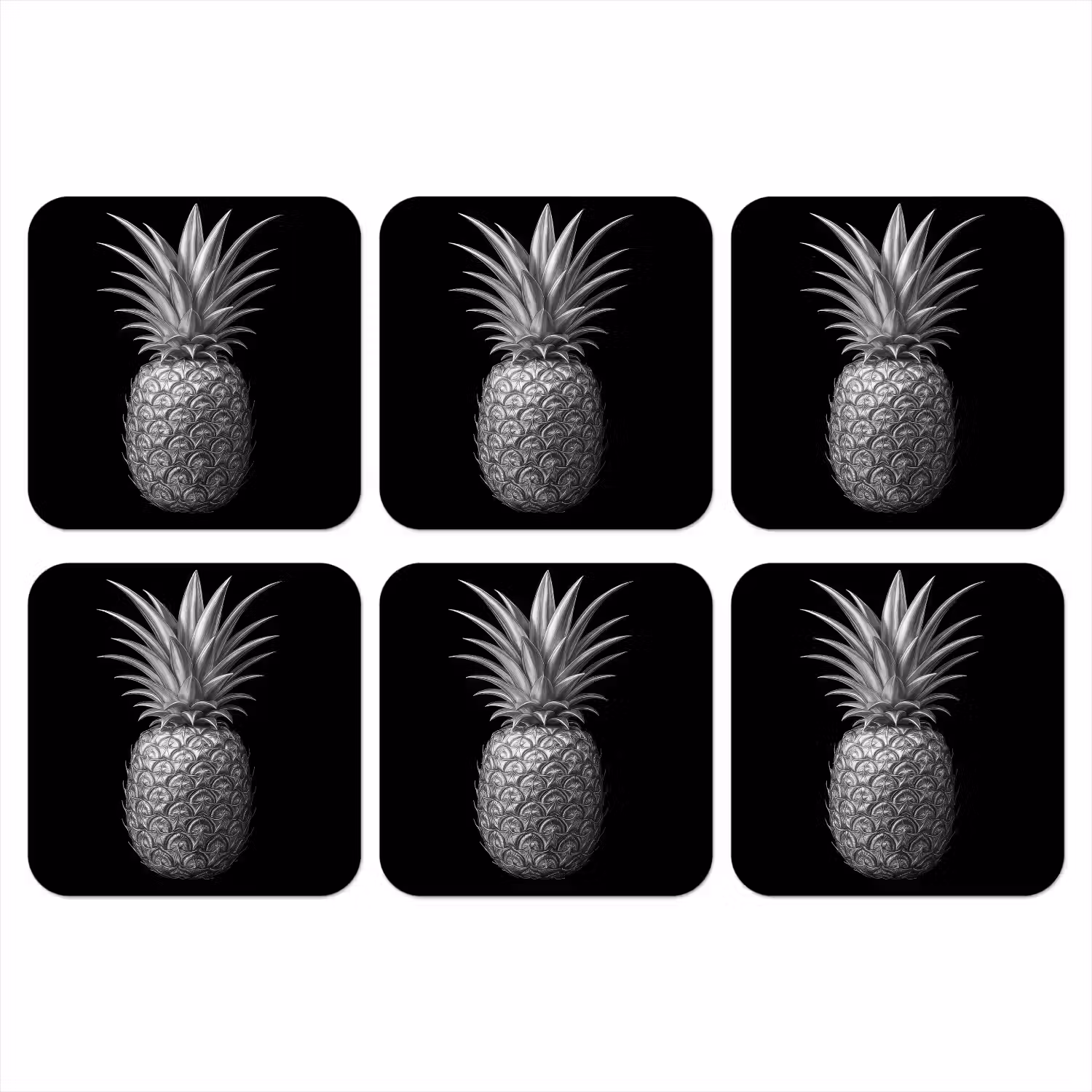 Ananas - Gedetailleerd - Bladeren onderzetter kurk middel -3d