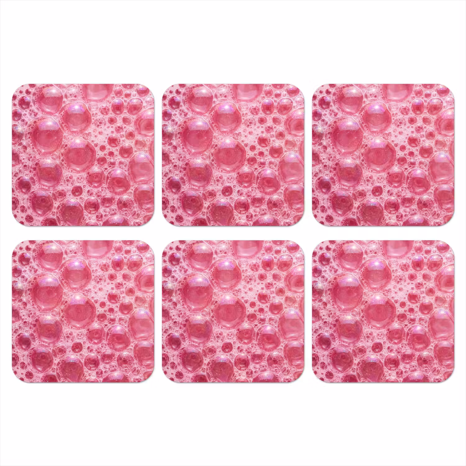 Roze - Schuim - Bubbels onderzetter kurk middel -3d