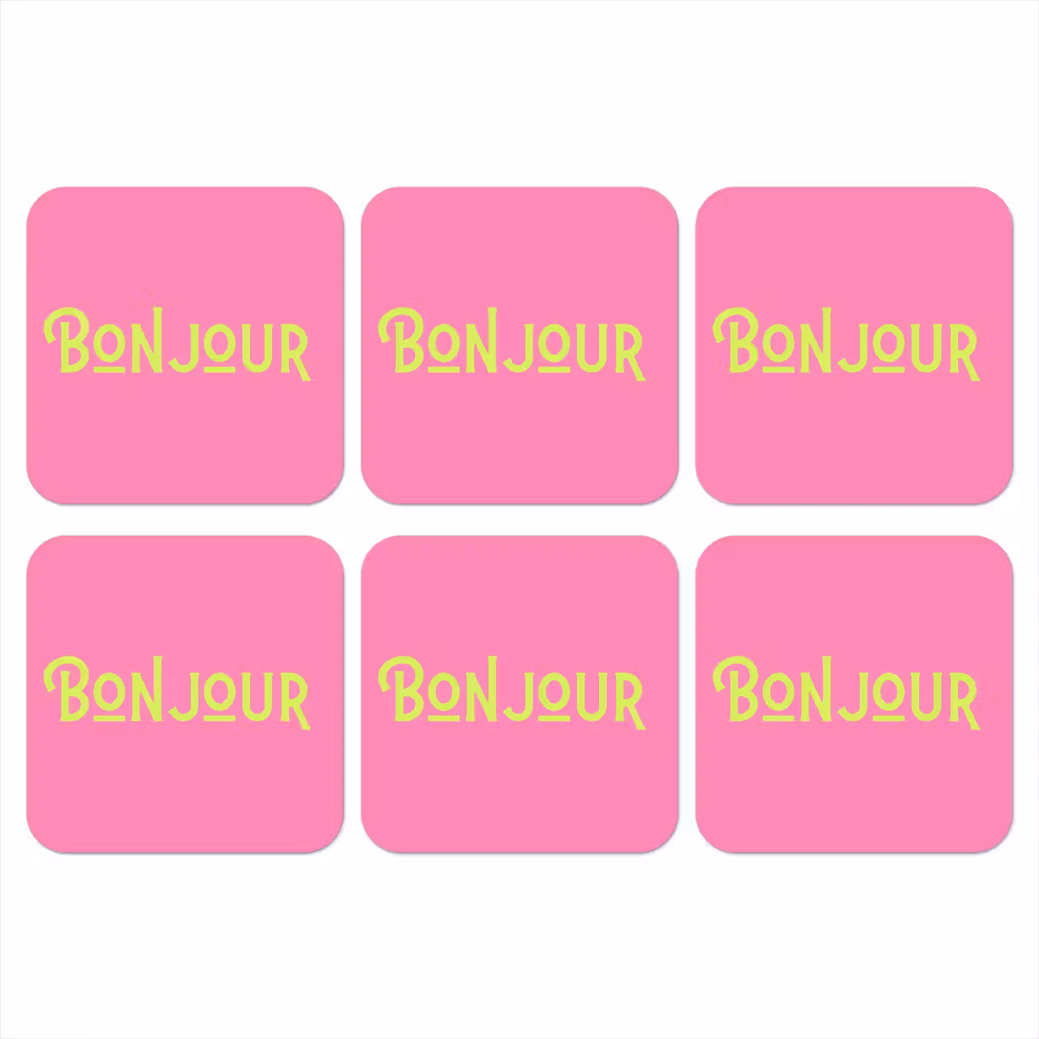 Roze - Groene Bonjour - art-deco onderzetter kurk middel -3d
