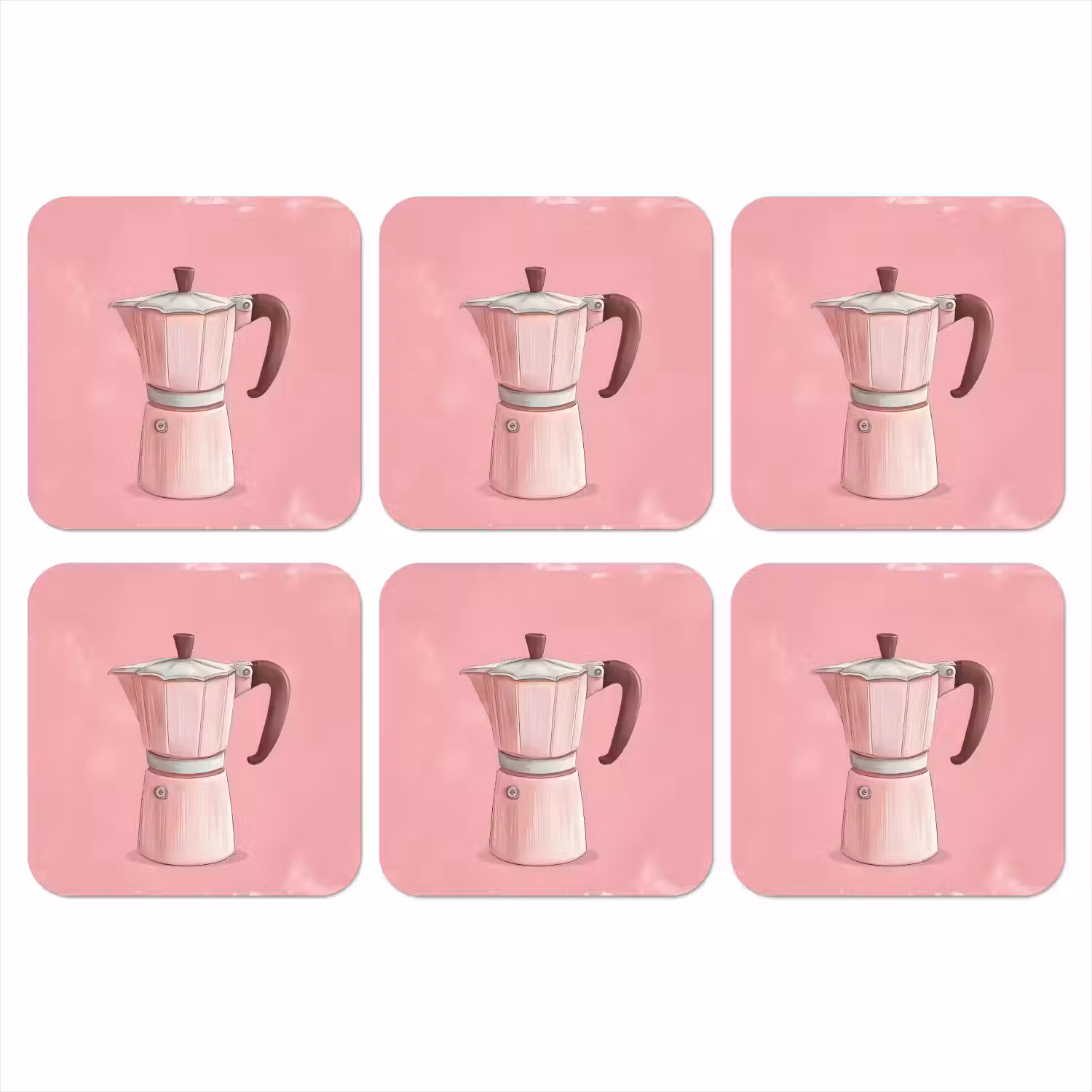 Roze - Mokkapot - Illustratie - Koffie onderzetter kurk middel -3d