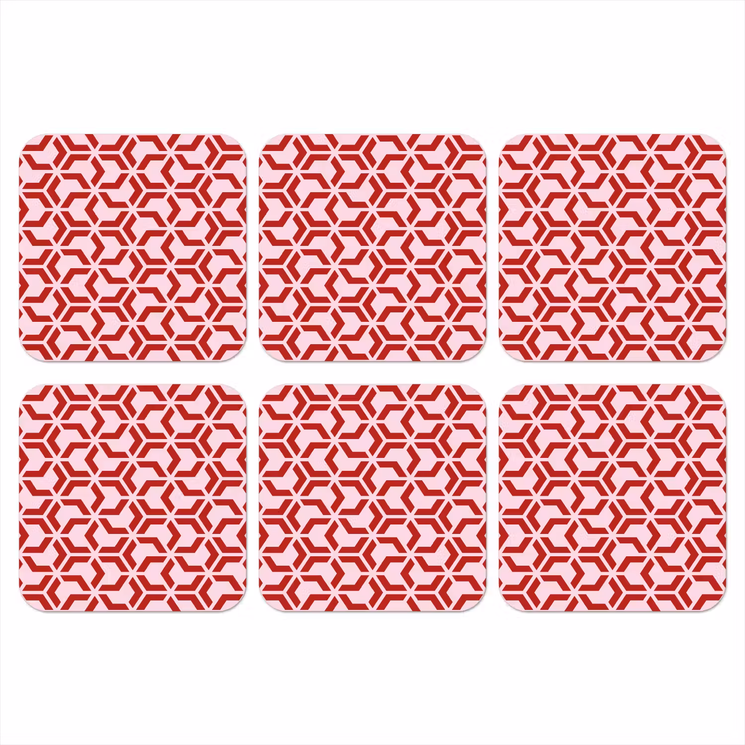 Roze - Rood - Geometrisch - Patroon onderzetter kurk middel 366 -3d