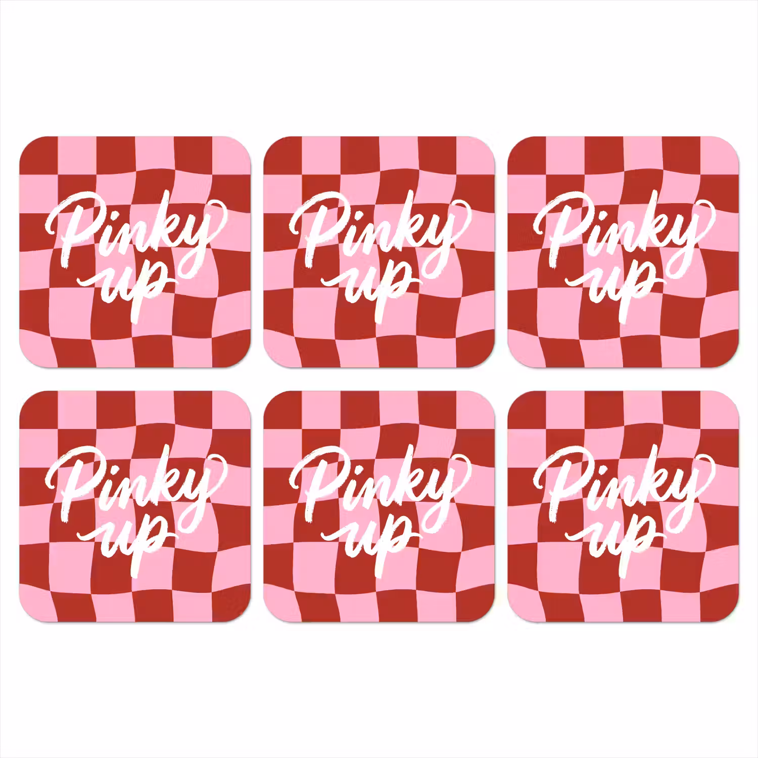 Pinky up - Geblokt - Bordeauxrood onderzetter kurk middel -3d