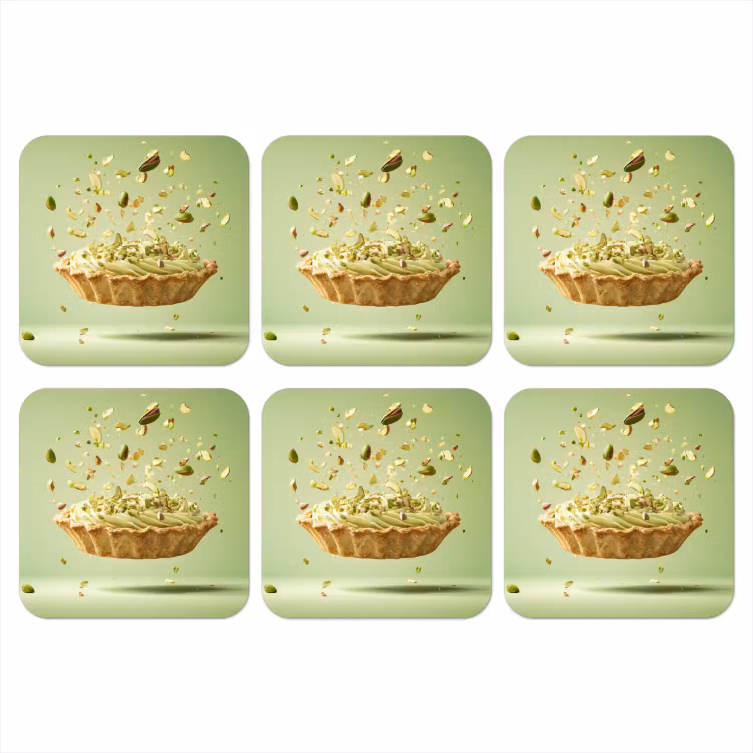 Pistache - Taart - Noten - Eten onderzetter kurk middel -3d