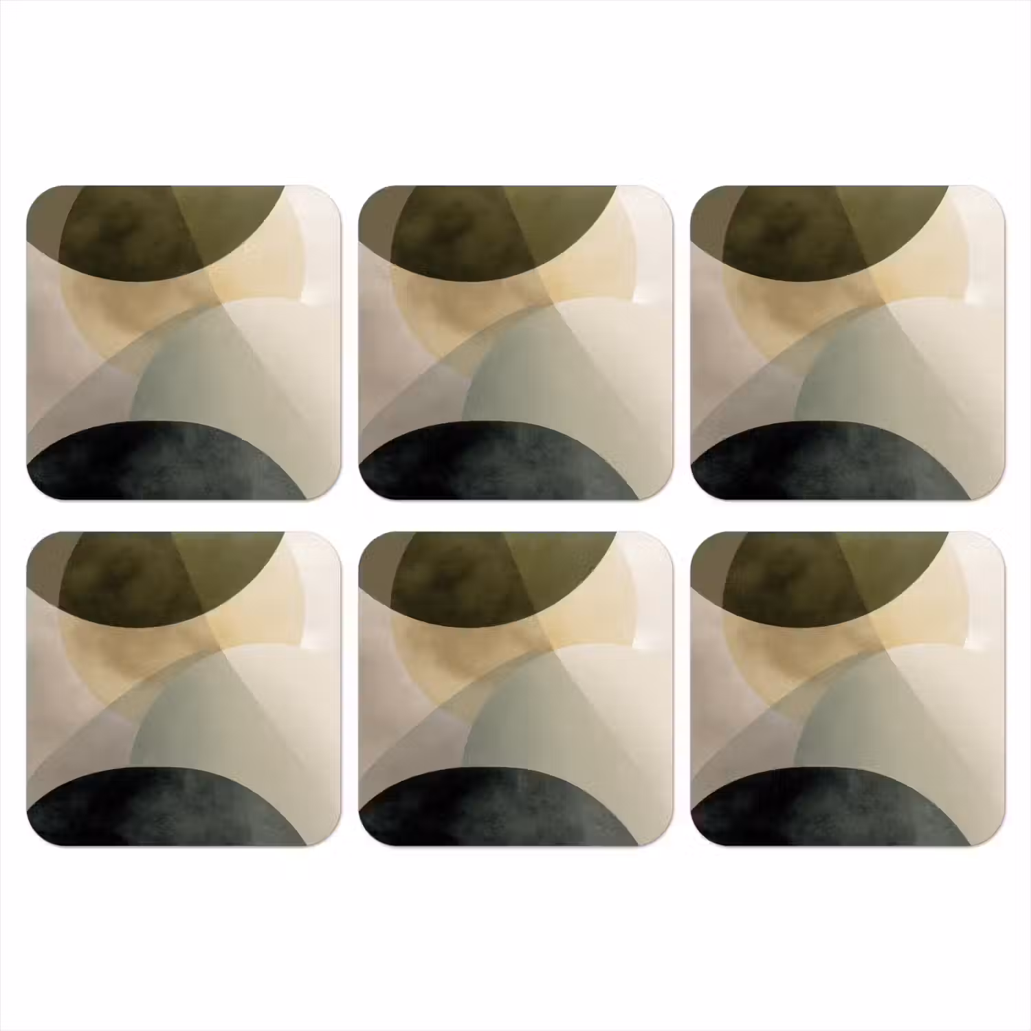 Vlakken - Abstract - Beige - Cirkels onderzetter kurk middel -3d