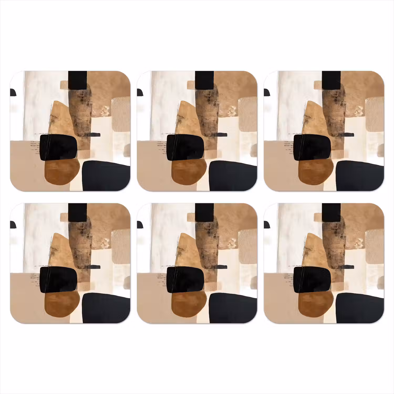 Vlakken - Abstract - Zwart - Strepen onderzetter kurk middel -3d