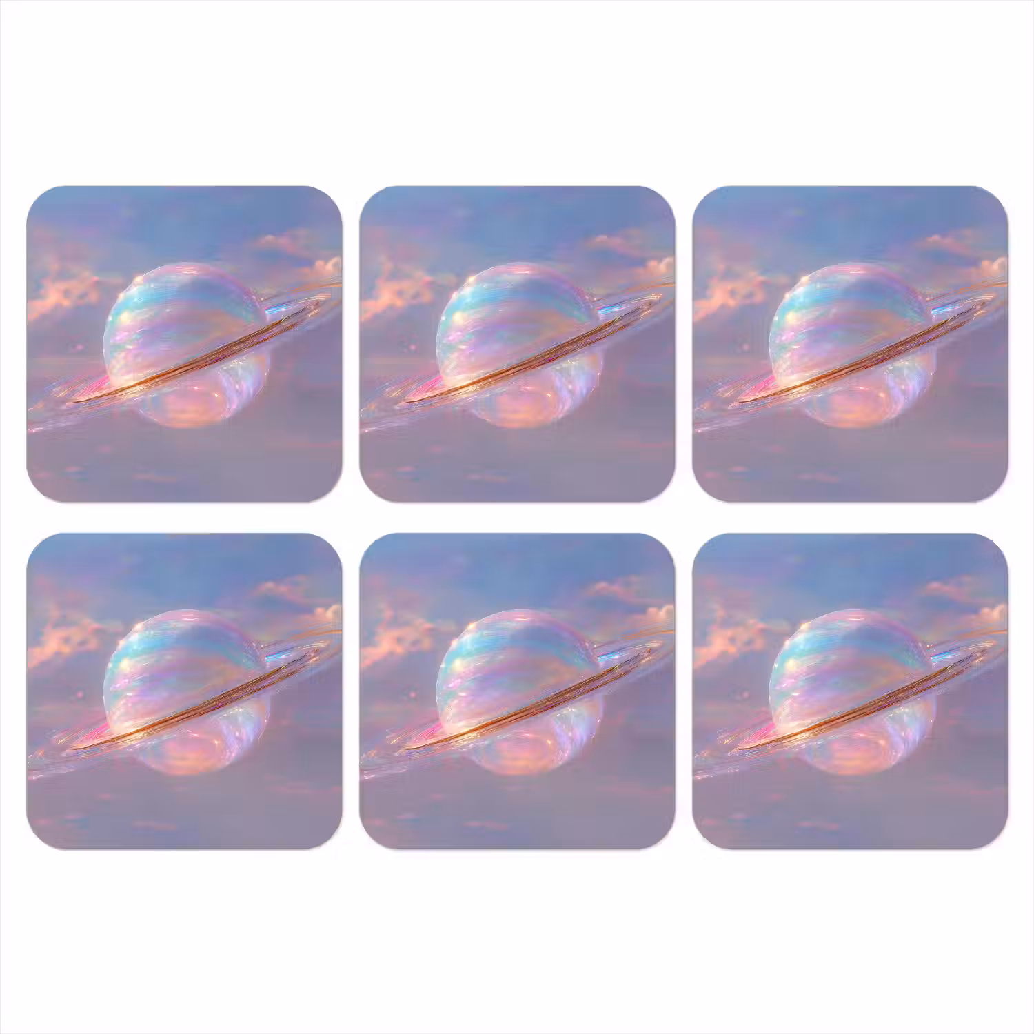 Planeet - Lucht - Wolken - Pasteltinten onderzetter kurk middel -3d