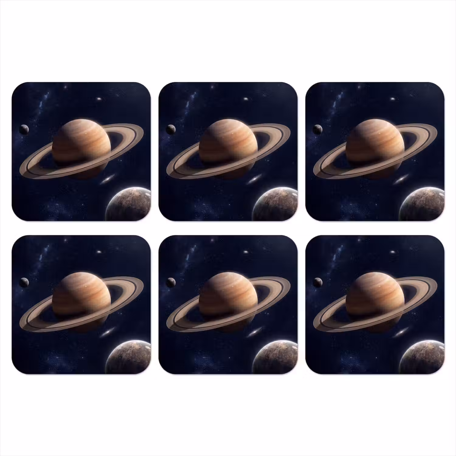 Planeten - Saturnus - Ruimte onderzetter kurk middel -3d
