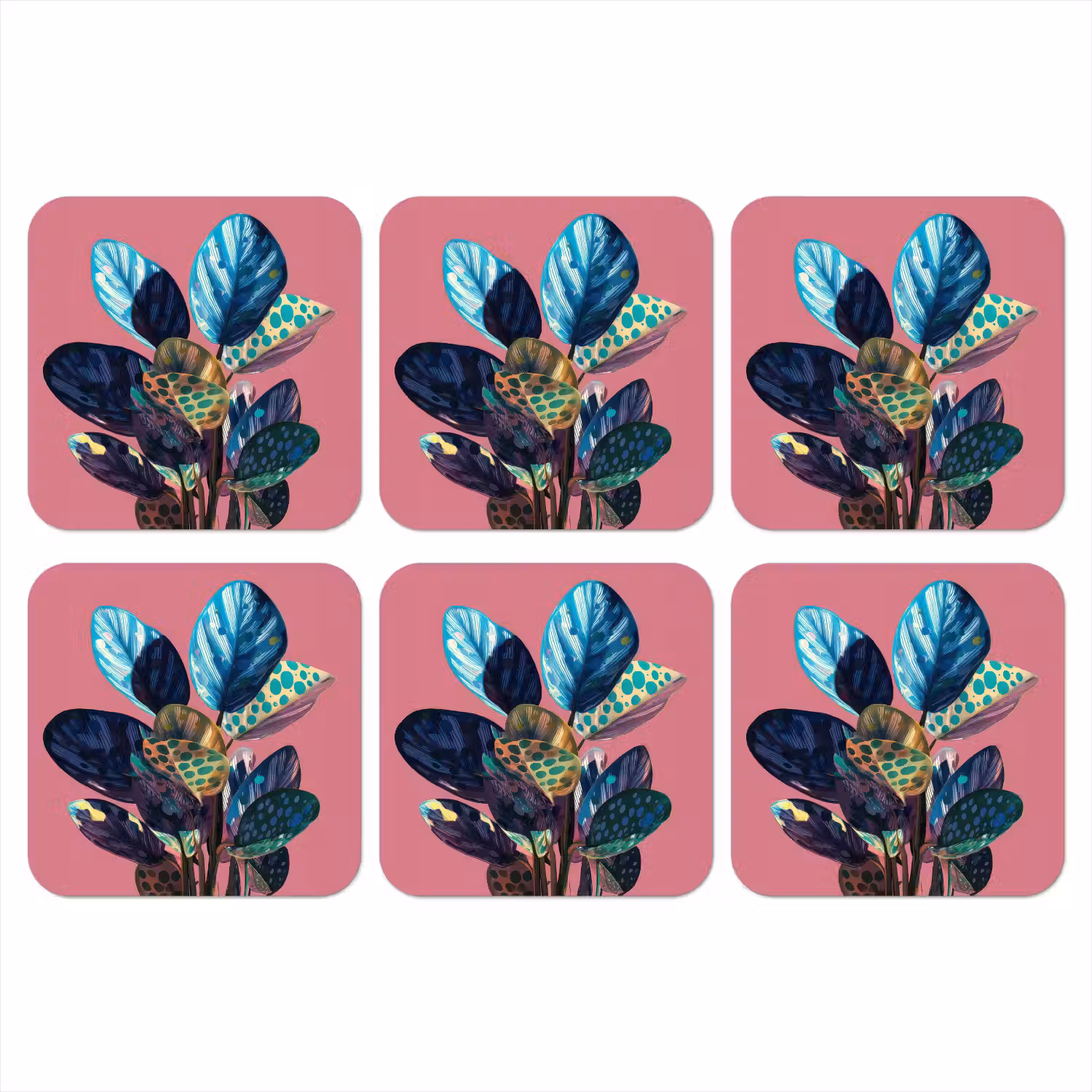 Plant - Bladeren - Stippen - Abstract onderzetter kurk middel -3d