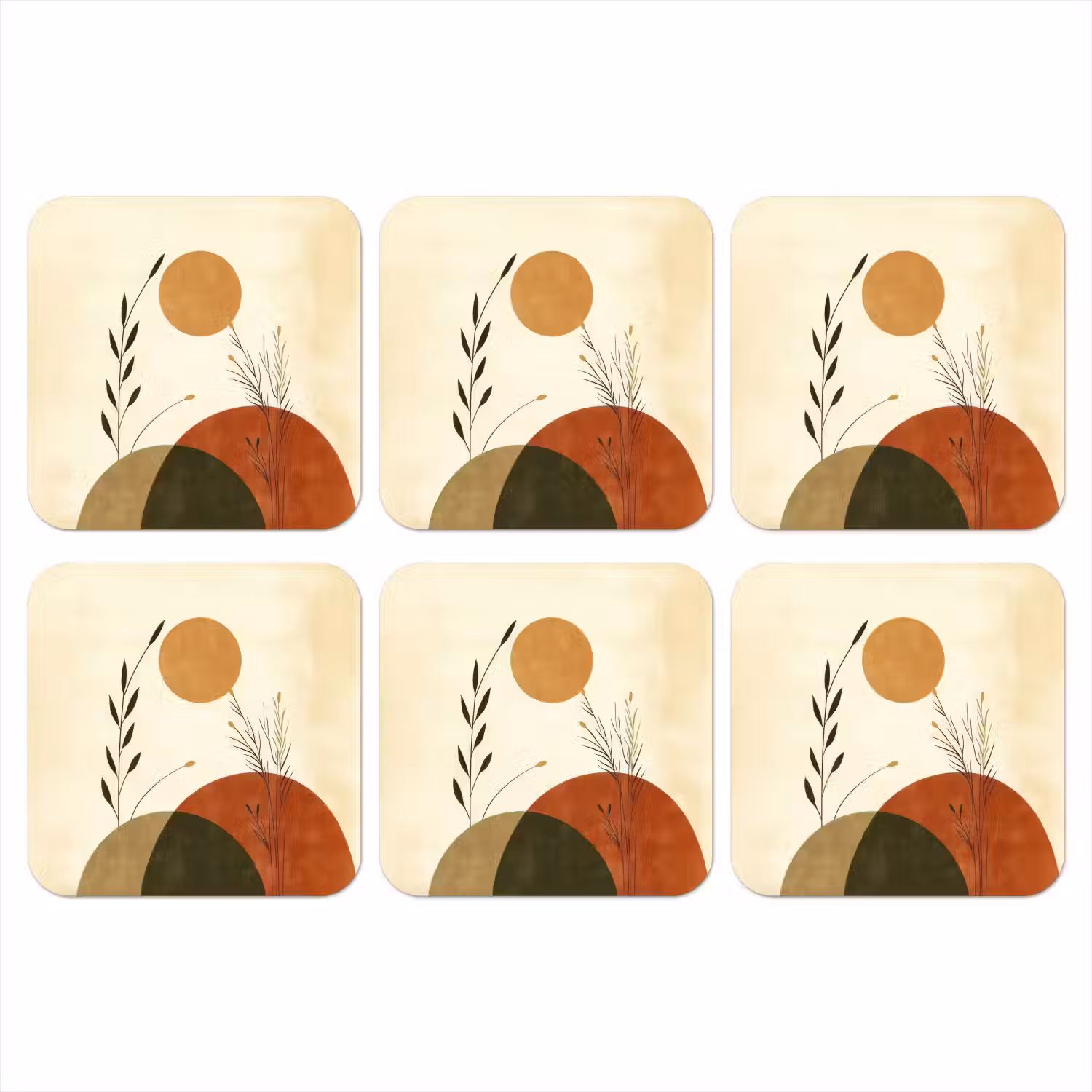 Planten - Abstract - Vormen onderzetter kurk middel -3d