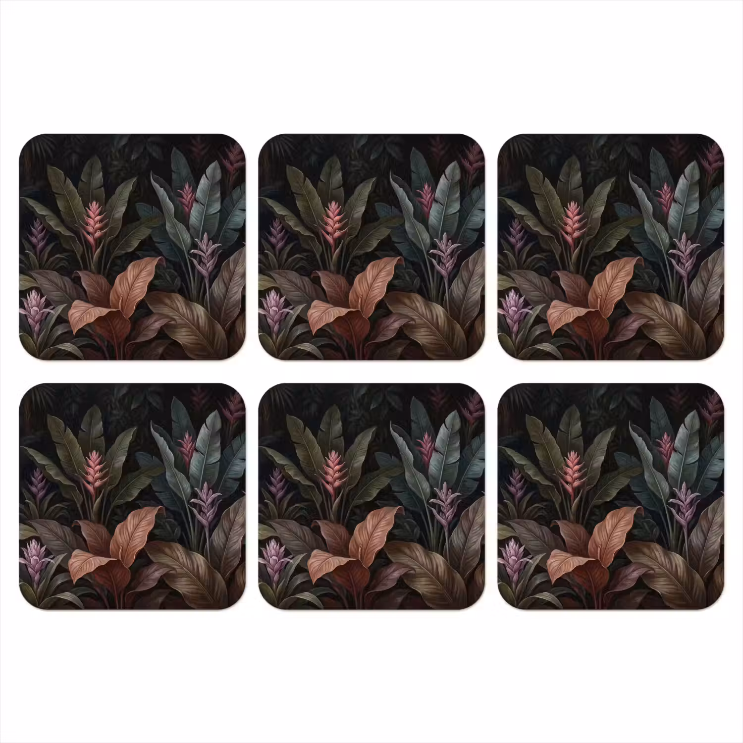 Planten - Tropisch - Jungle - Donker - Natuur onderzetter kurk middel -3d