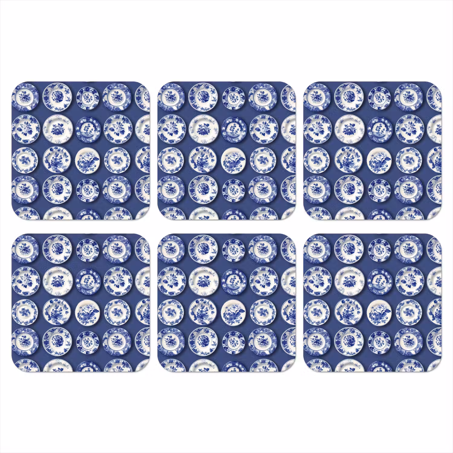 Borden - Floraal - Blauw onderzetter kurk middel 366 -3d