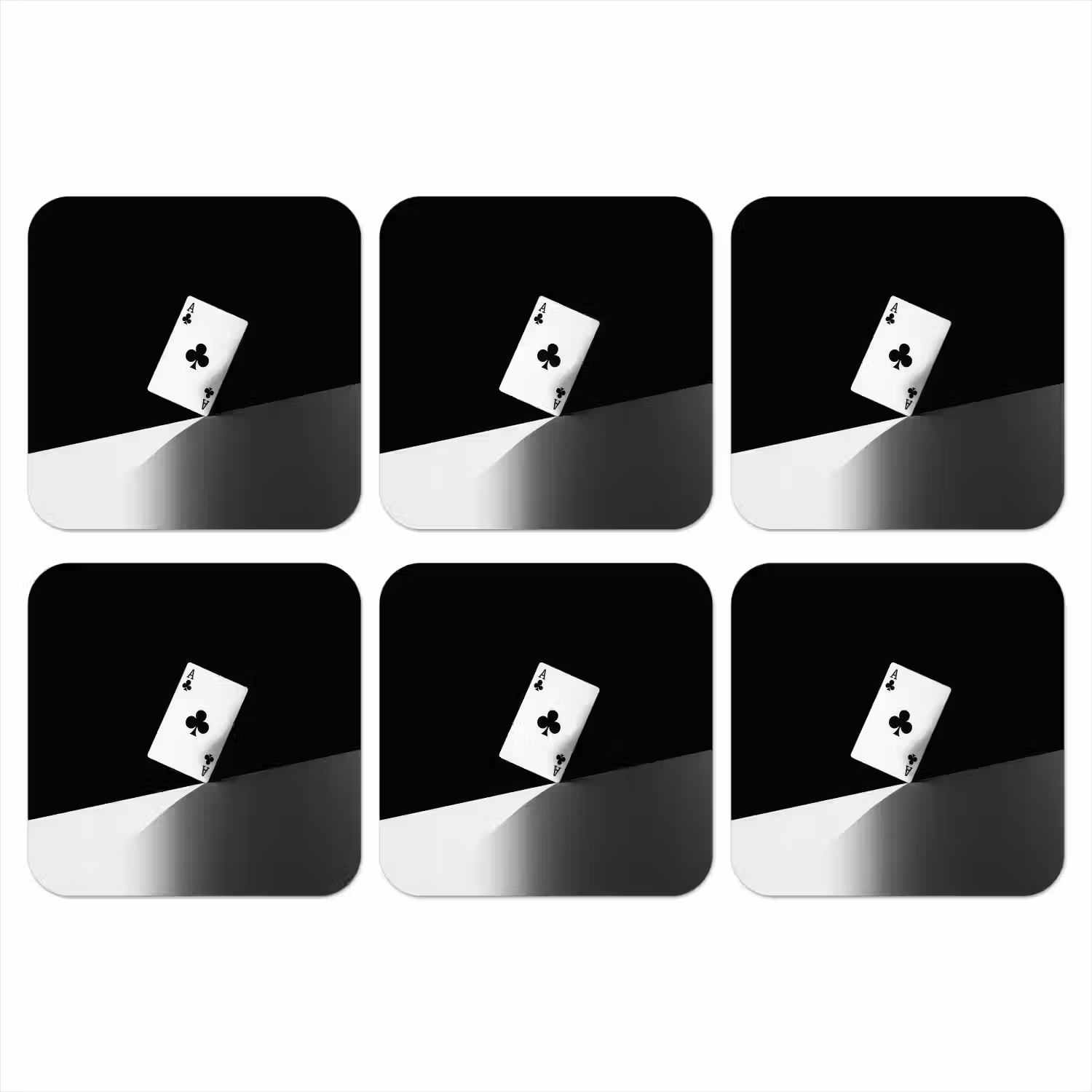 Speelkaart - Klaver - Abstract - Zwart onderzetter kurk middel -3d