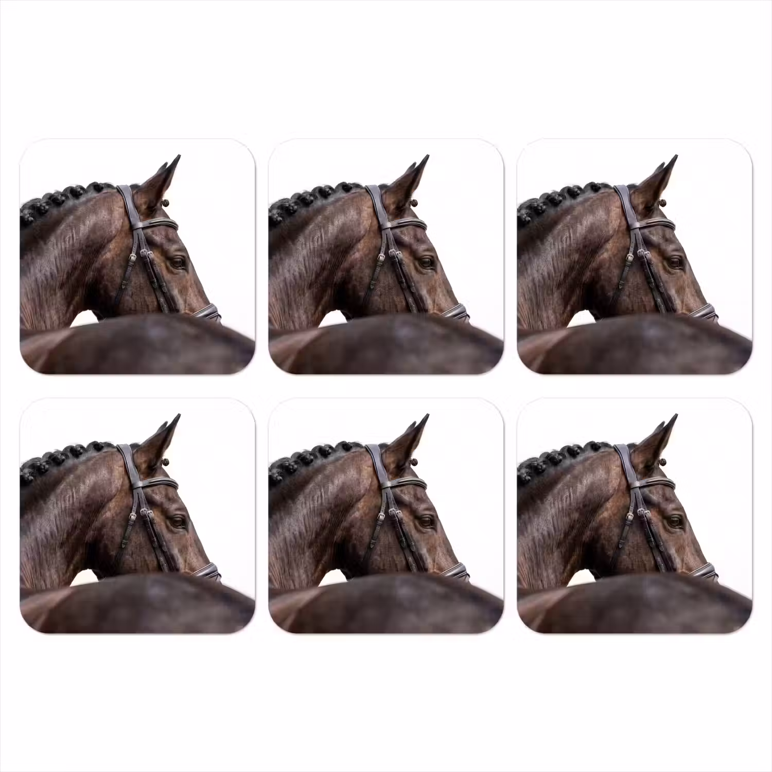 Portret - Paard - Elegant onderzetter kurk middel -3d