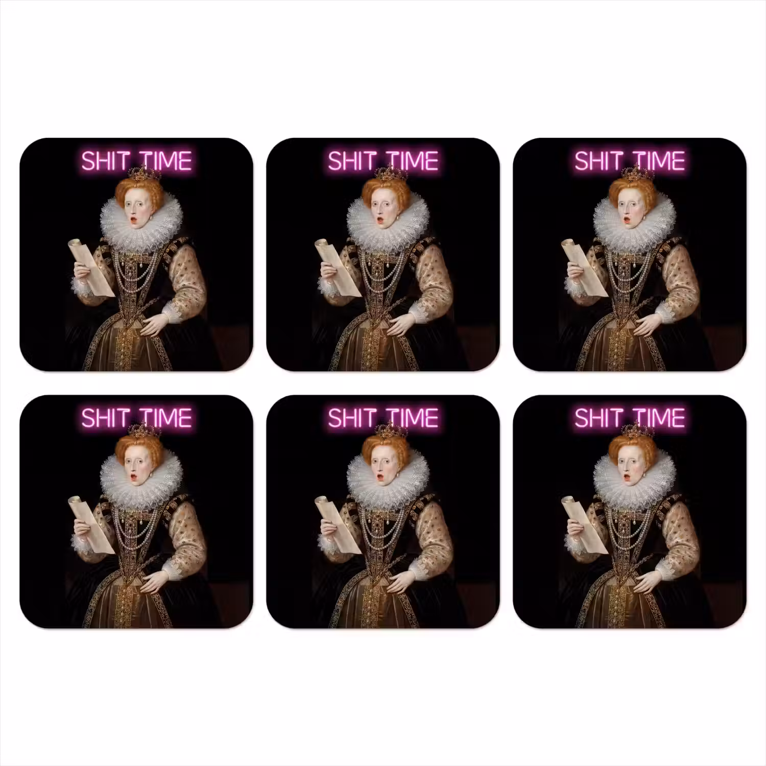 Portret - Humor - Neon onderzetter kurk middel -3d