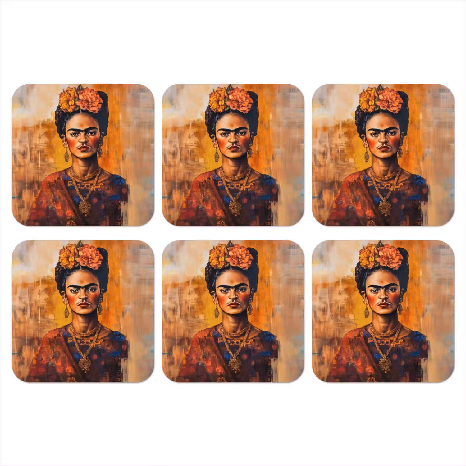 Portret - Sieraden - Schilderachtig onderzetter kurk middel -3d