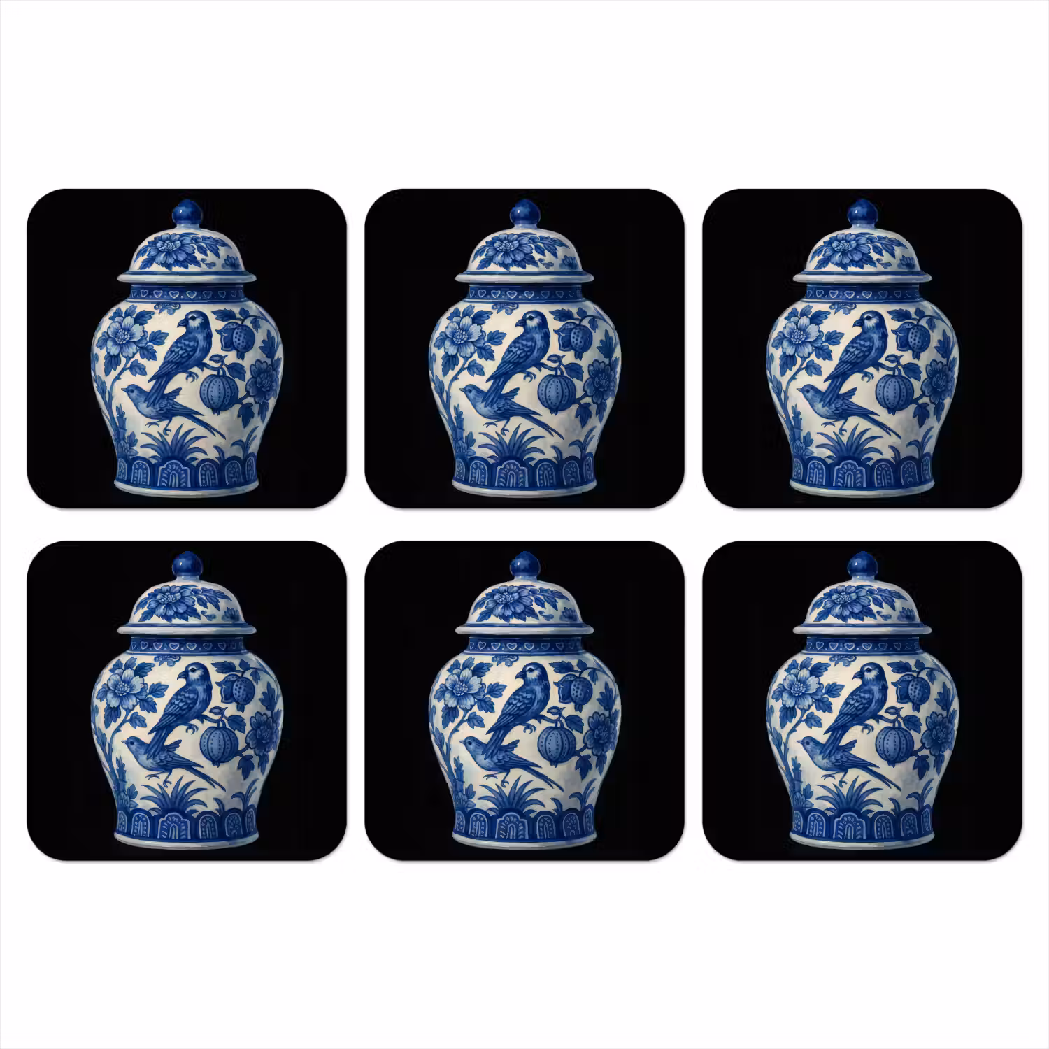 Pot - Delfts Blauw - Bloemen onderzetter kurk middel -3d