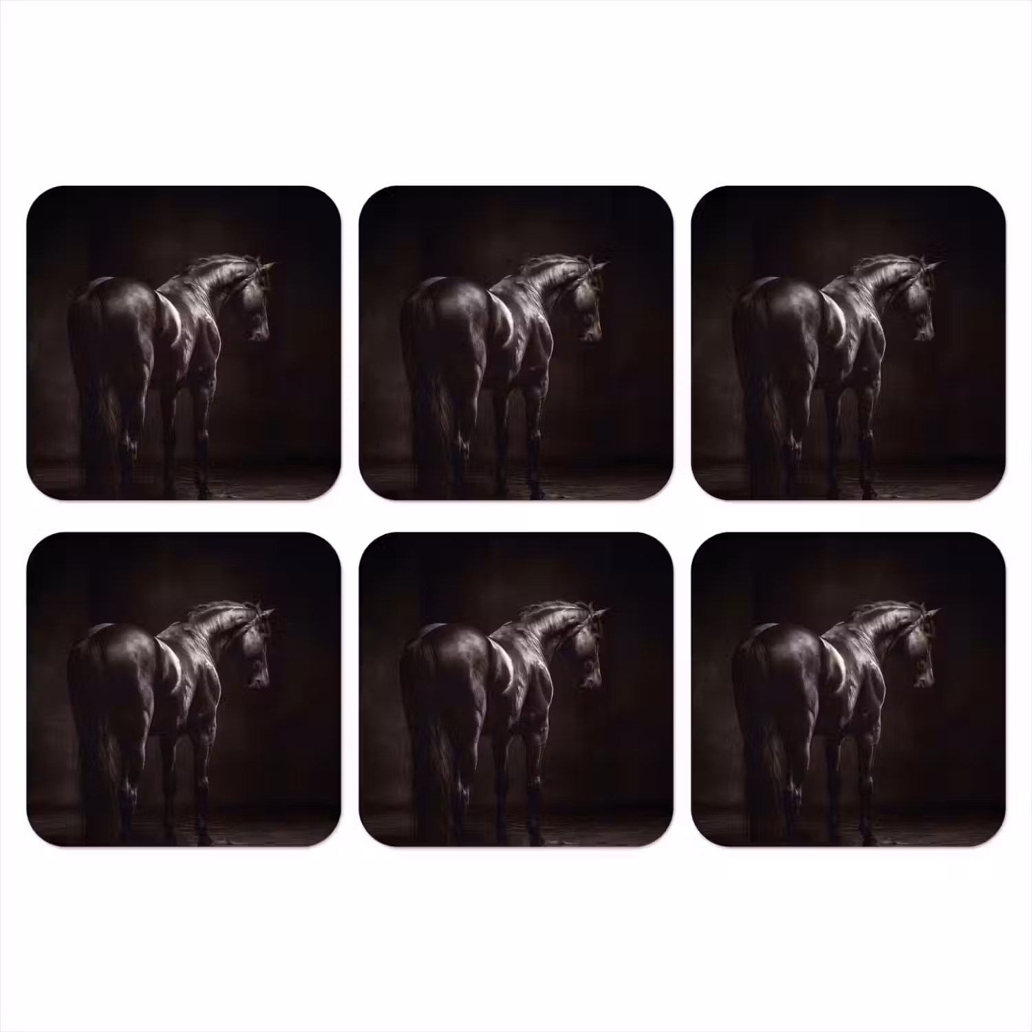 Krachtig - Paard - Donker onderzetter kurk middel -3d