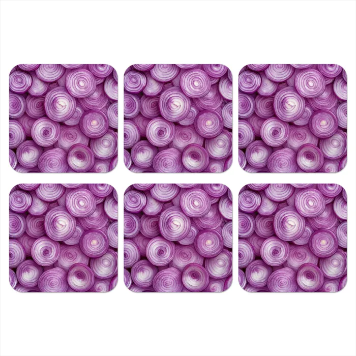 Paars - Uien - Close up onderzetter kurk middel -3d