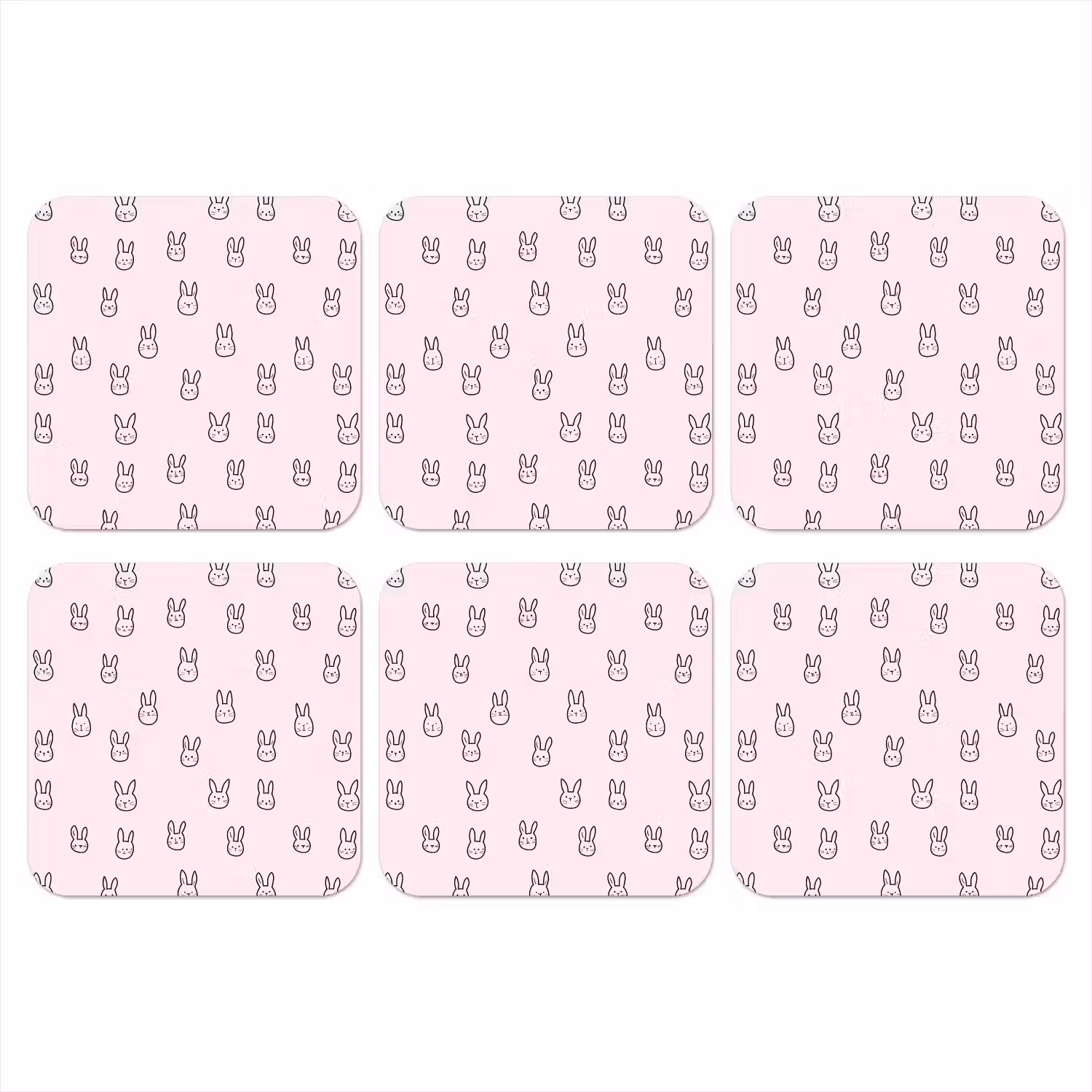 Konijnen - Minimalistisch - Roze onderzetter kurk middel 366 -3d