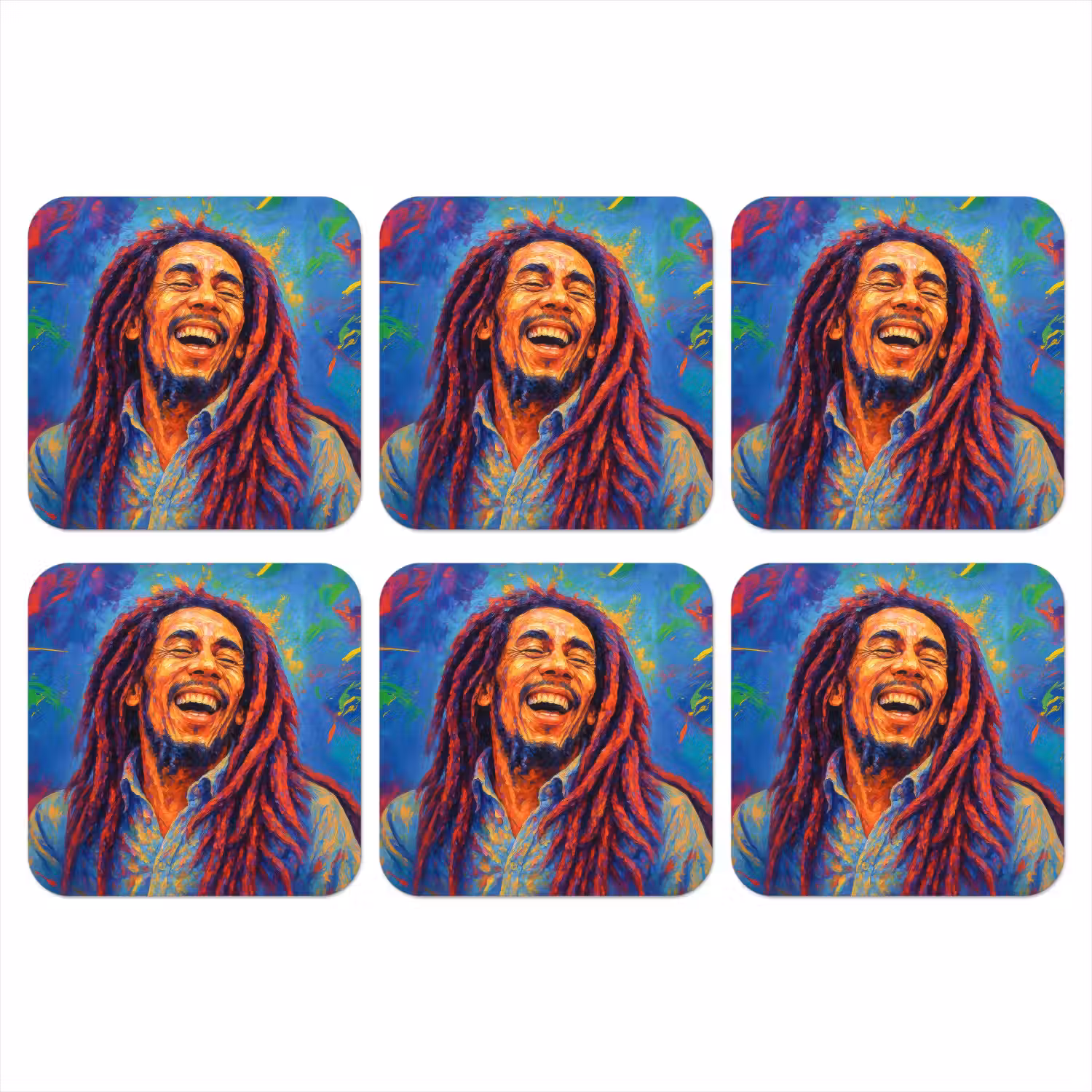 Regenboogkleuren - Man - schilderij onderzetter kurk middel -3d