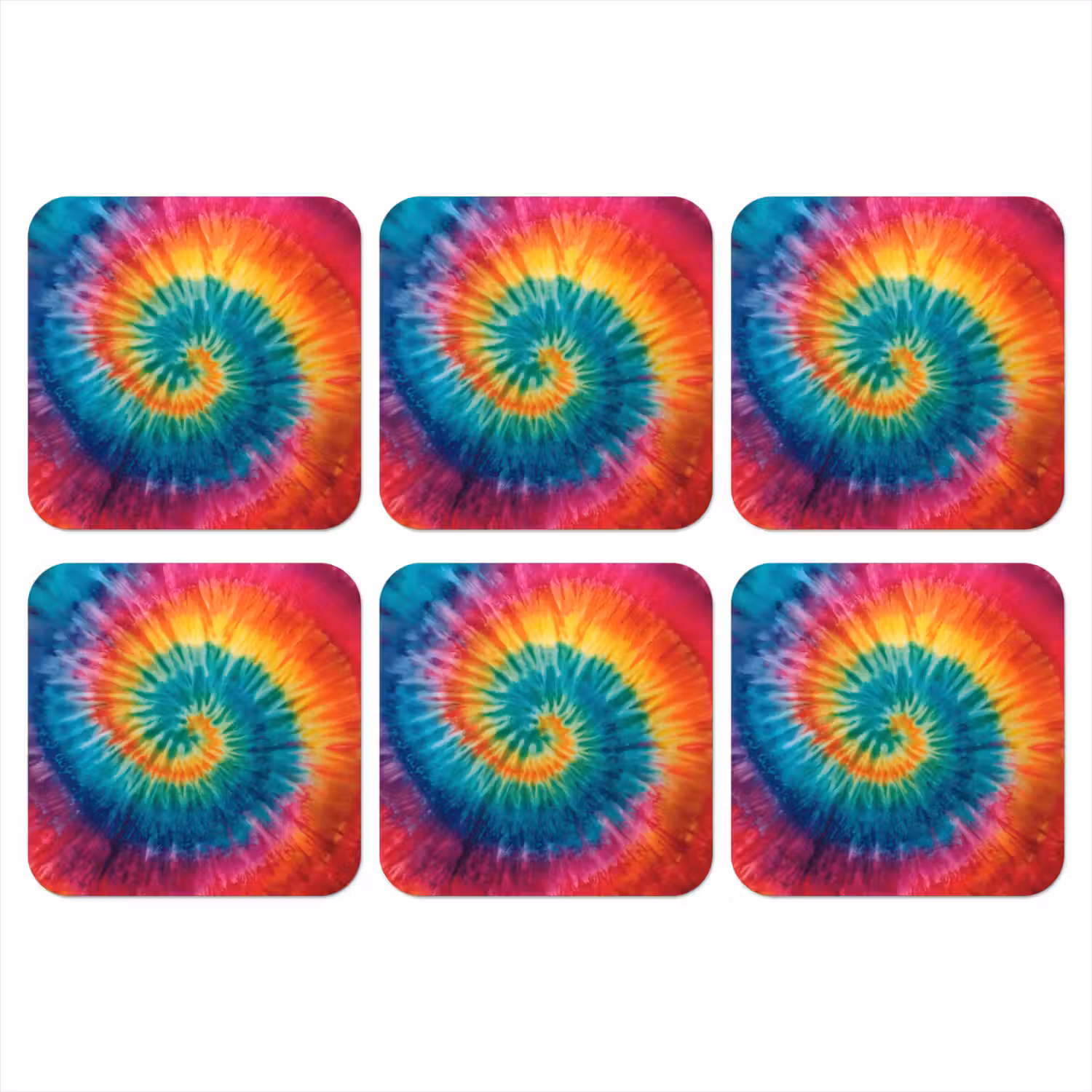 Regenboogkleuren - Tie dye - onderzetter kurk middel -3d