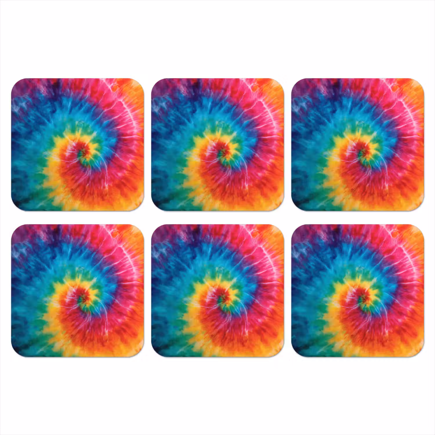 Regenboog - Tie dye - Kleurrijk - Blauw onderzetter kurk middel -3d