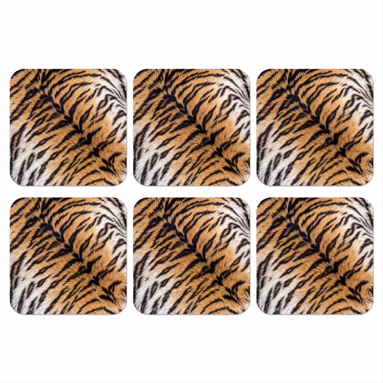 Realistisch - Tijgervacht - Zwart onderzetter kurk middel -3d