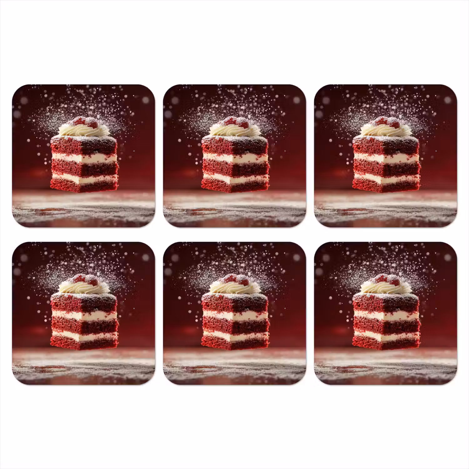 Rode - Velvet - Taart - Eten onderzetter kurk middel -3d