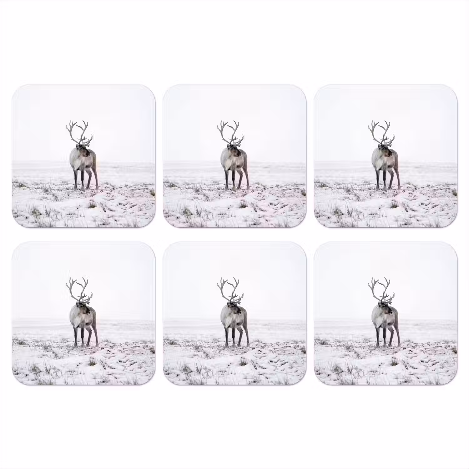 Rendier - Gewei - Sneeuw - Winter onderzetter kurk middel -3d