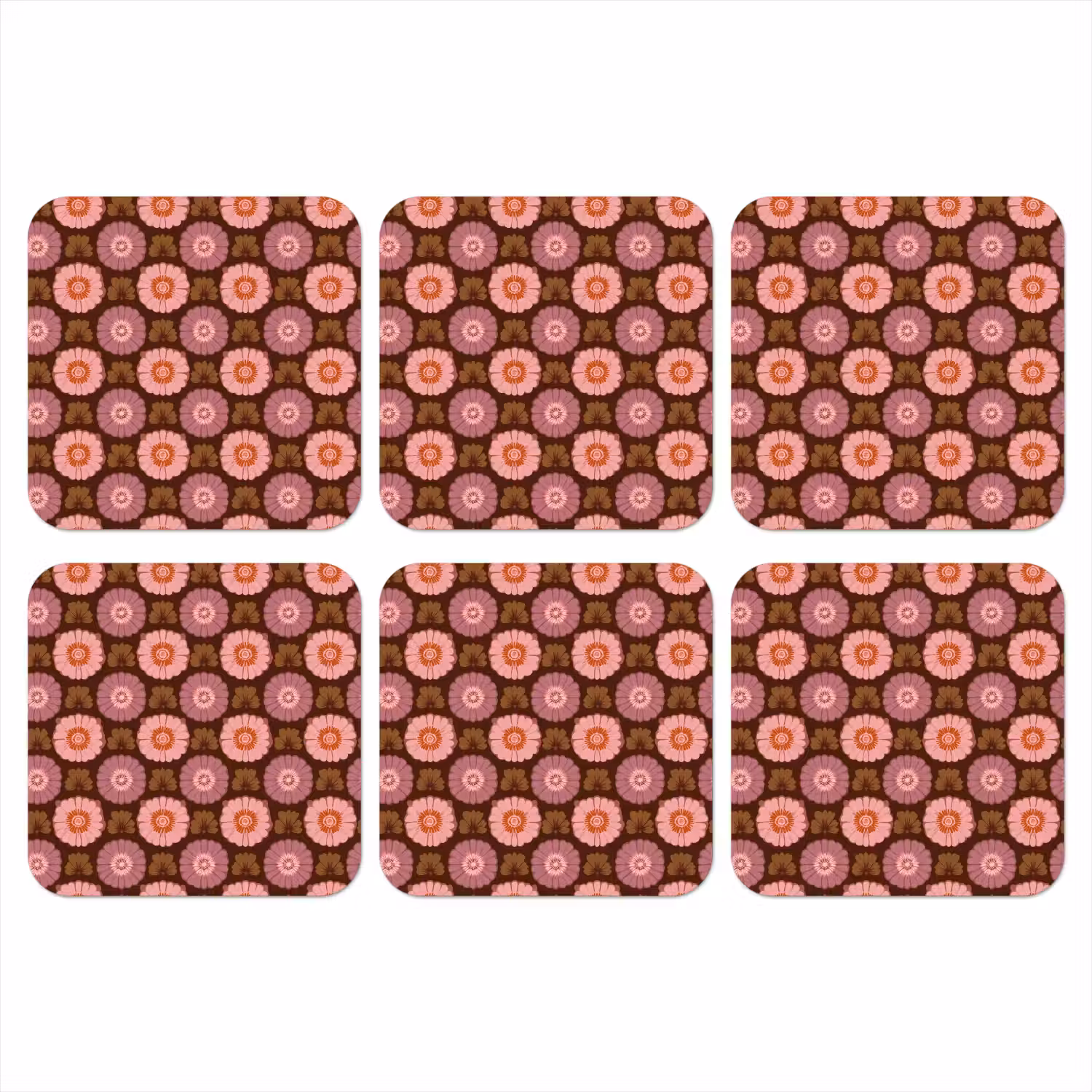 Retro - Madelief - Roze onderzetter kurk middel 366 -3d