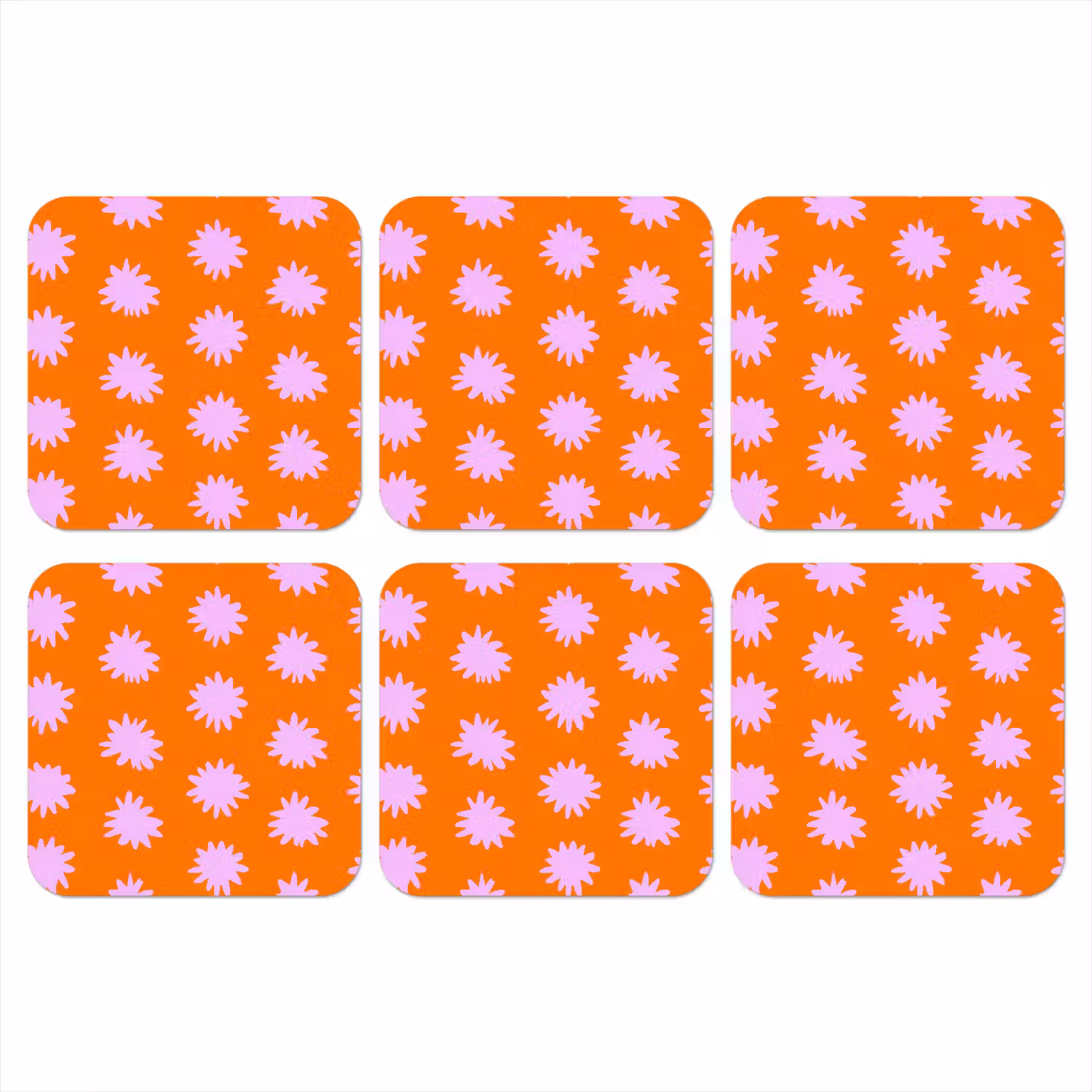Retro - Bloemen - Oranje onderzetter kurk middel 366 -3d