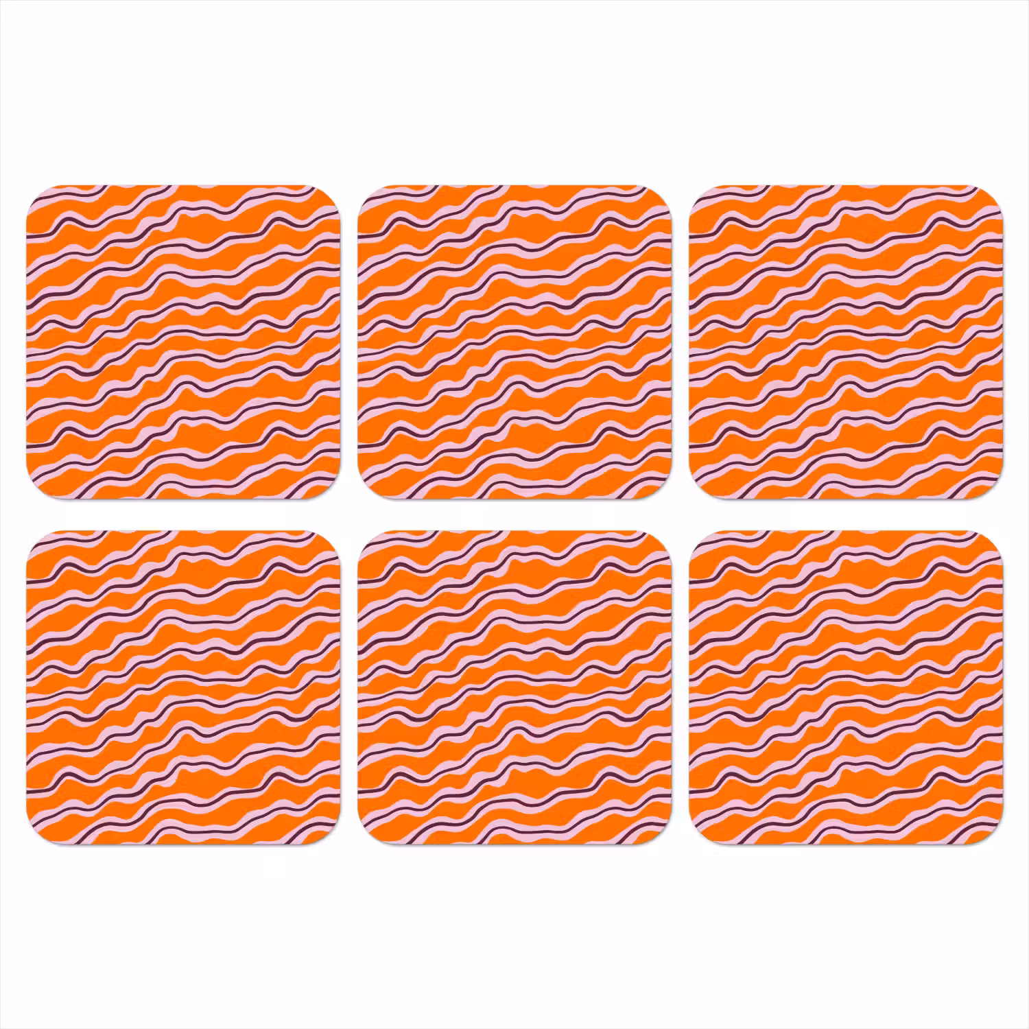 Retro - Golvend - Oranje onderzetter kurk middel 366 -3d