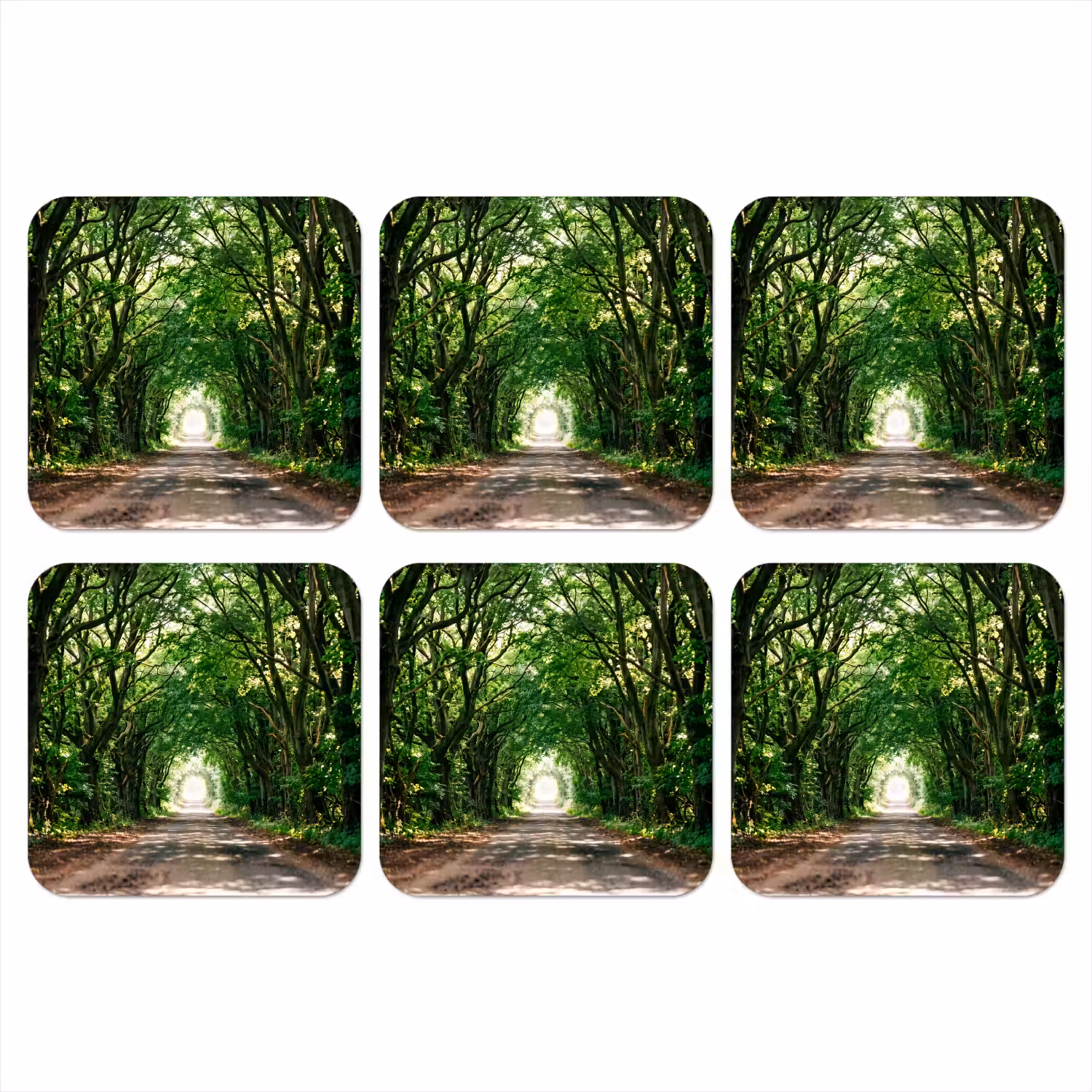 Weg - Bomen - Natuur - Groen onderzetter kurk middel -3d