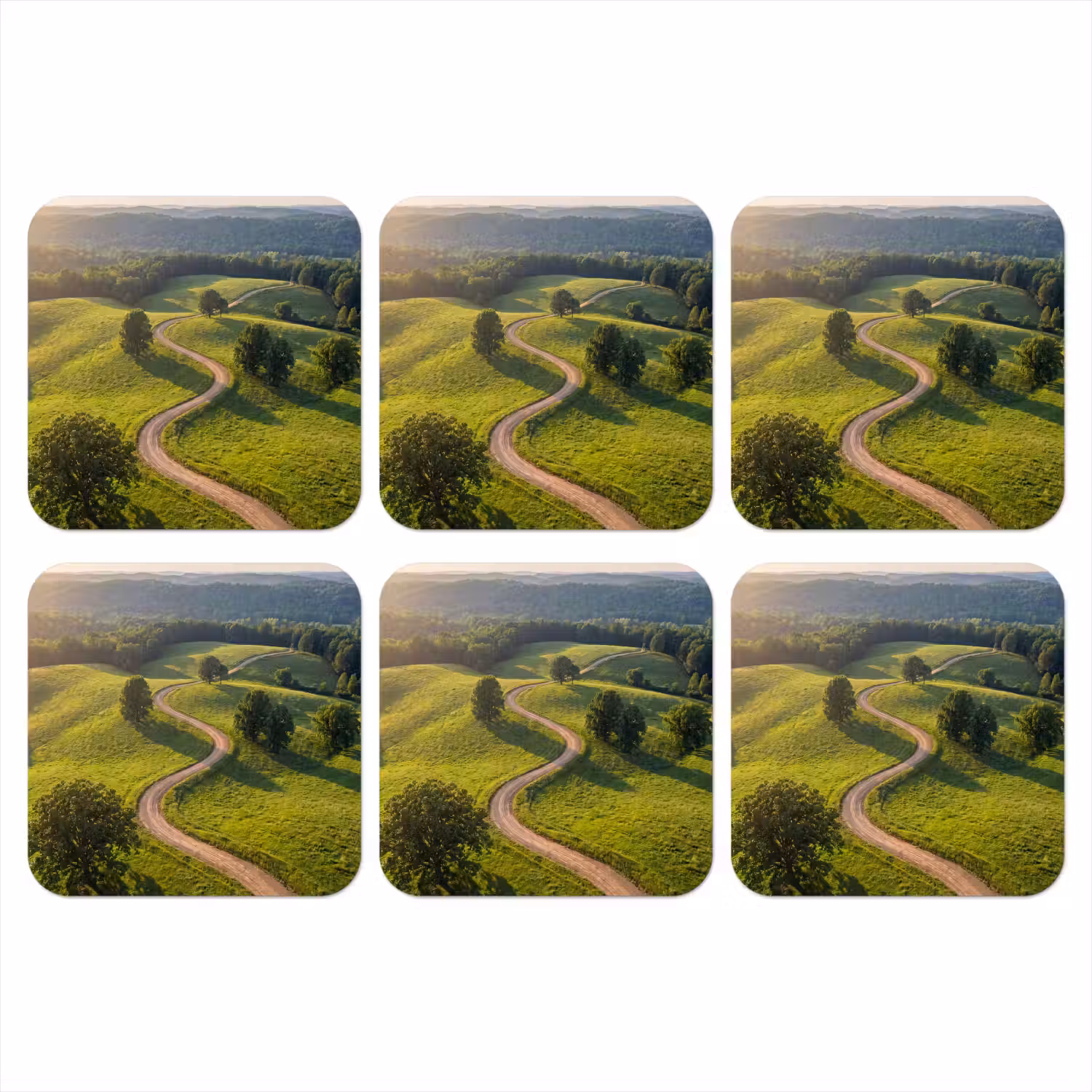 Weg - Weide - Natuur - Groen onderzetter kurk middel -3d