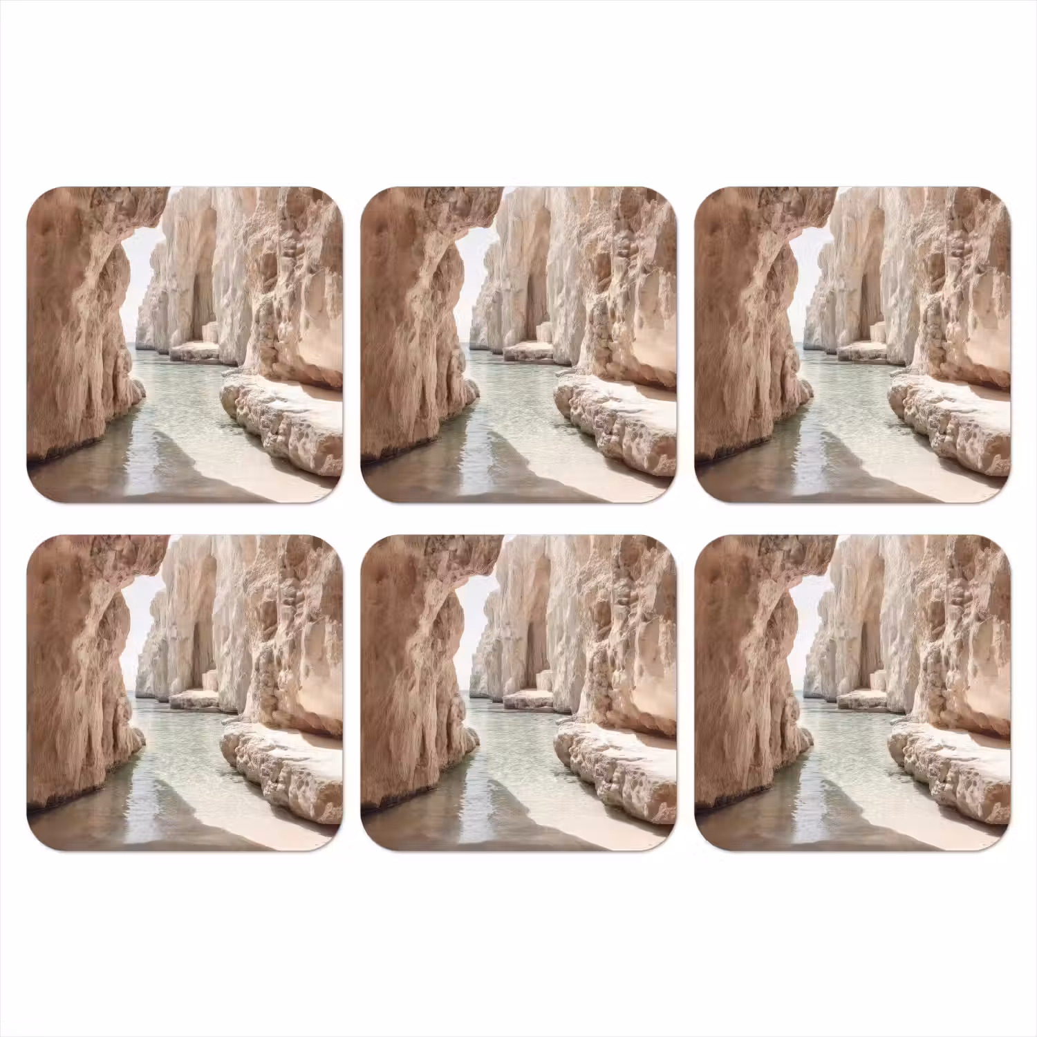 Rotsen - Zee - Zand - Kloof onderzetter kurk middel -3d
