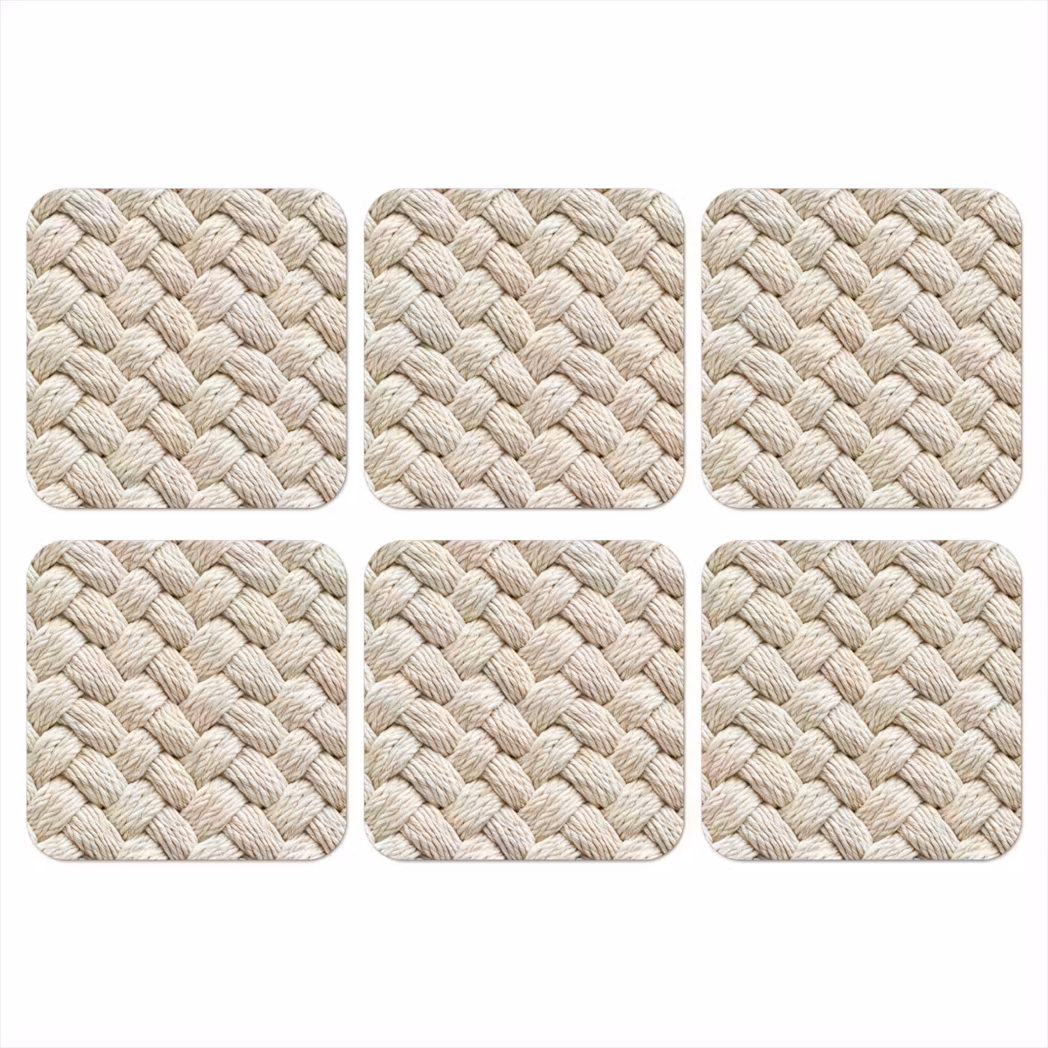 Touw - Gebreid - Beige onderzetter kurk middel 366 -3d