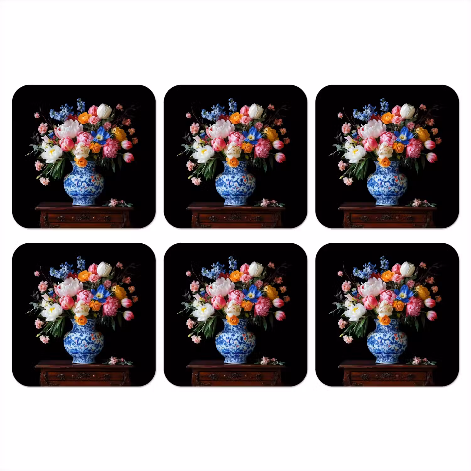 Rozen - Bloemen - Vaas - Boeket onderzetter kurk middel -3d