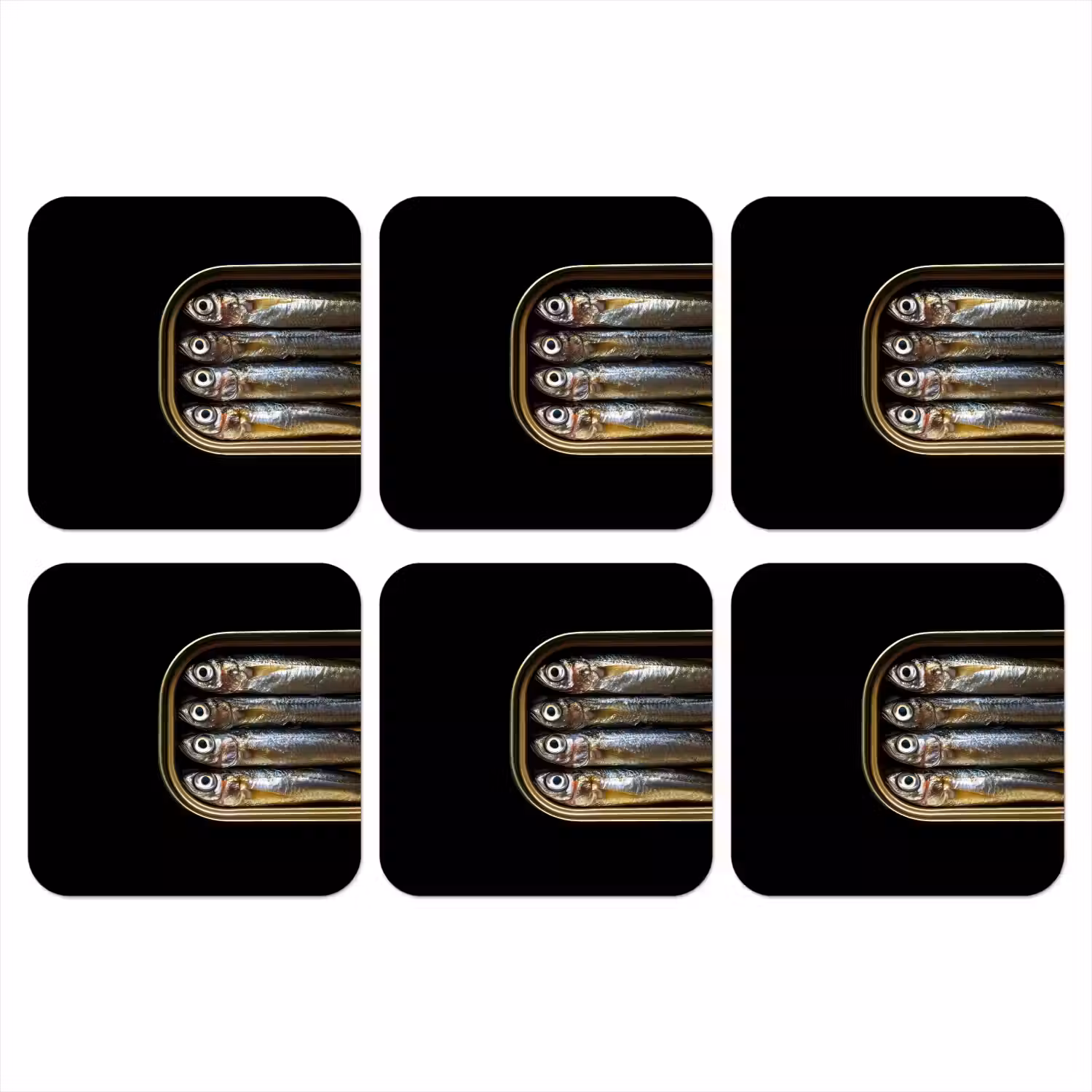 Sardines - Blik - Zwart - Vissen onderzetter kurk middel -3d