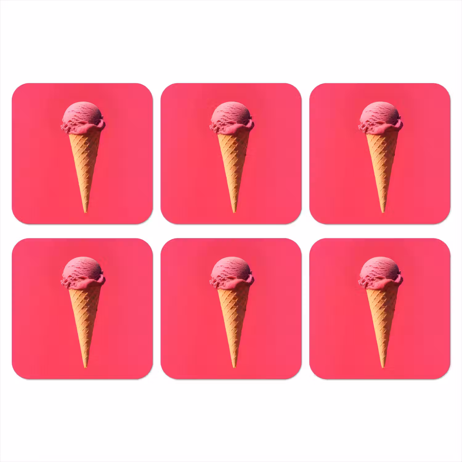 Schepijs - Roze - Hoorntje onderzetter kurk middel -3d