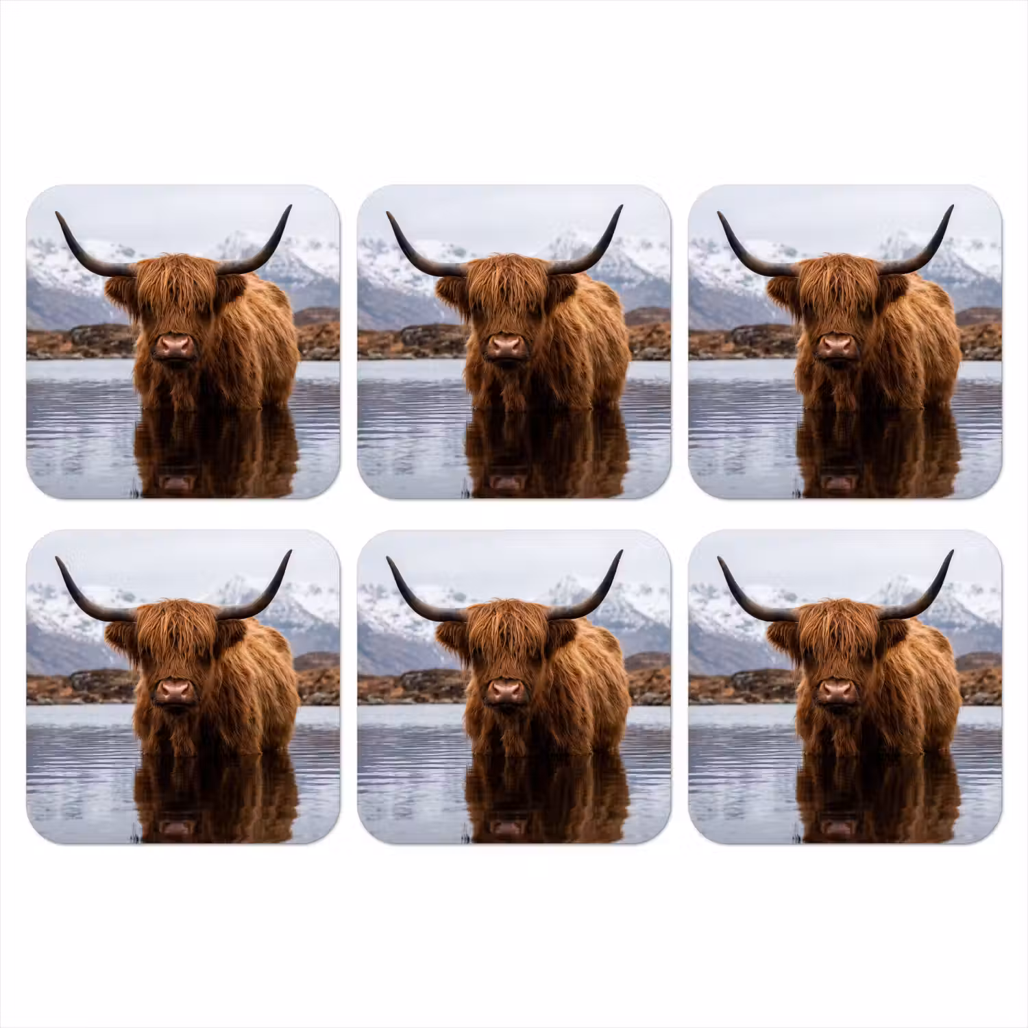 Schotse hooglander - Bruin - Water onderzetter kurk middel -3d
