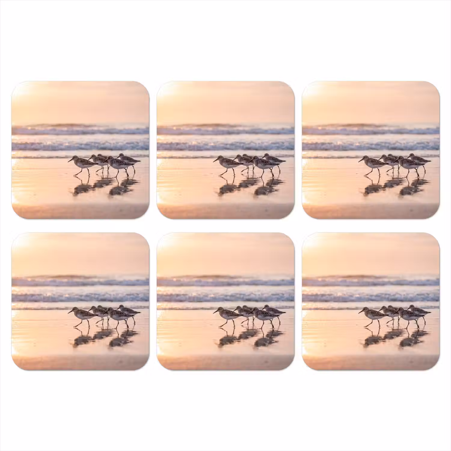 Zee - Vogels - Strand onderzetter kurk middel -3d