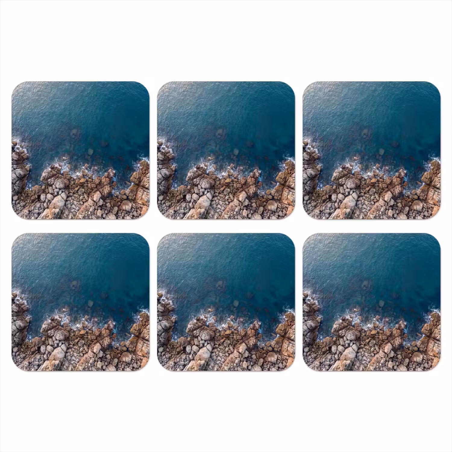 Zee - Kustlijn - Natuur - Abstract - Blauw onderzetter kurk middel -3d