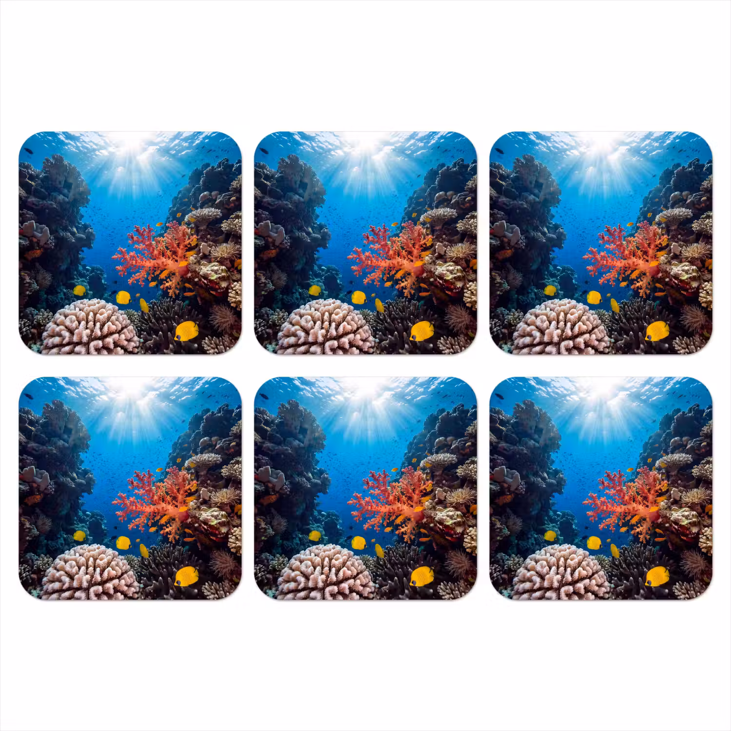 Zee - Koraalrif - Natuur - Levendig - Blauw onderzetter kurk middel -3d