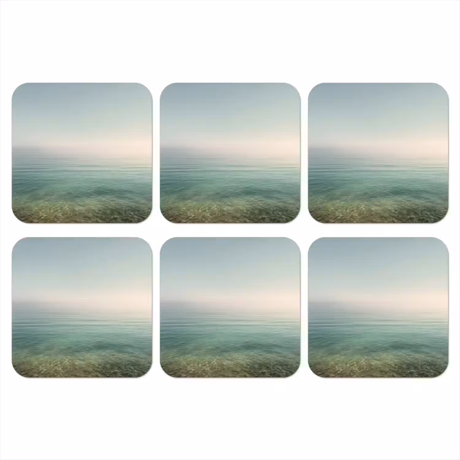 Zee - Horizon - Blauw - Mist onderzetter kurk middel -3d