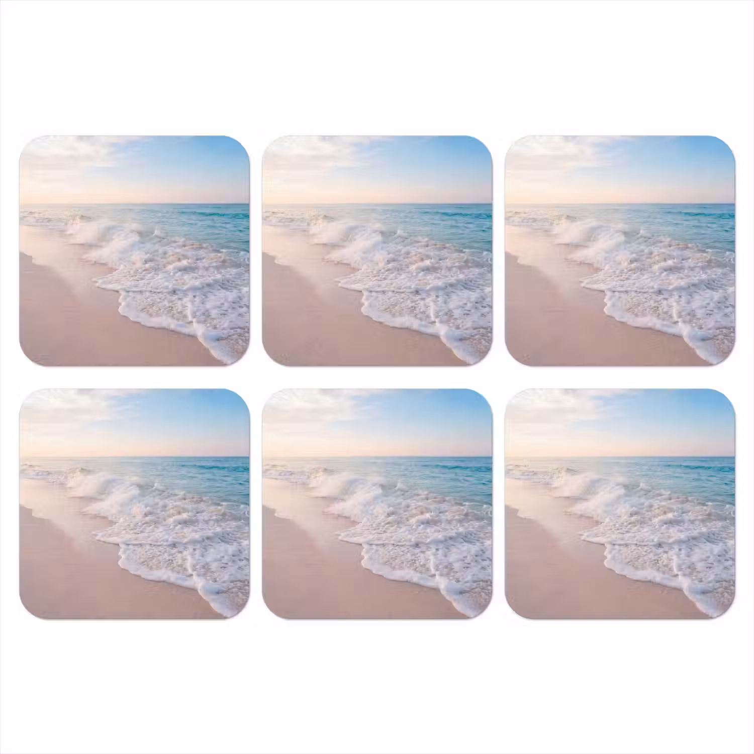 Zee - Golven - Strand - Natuur - Wit onderzetter kurk middel -3d