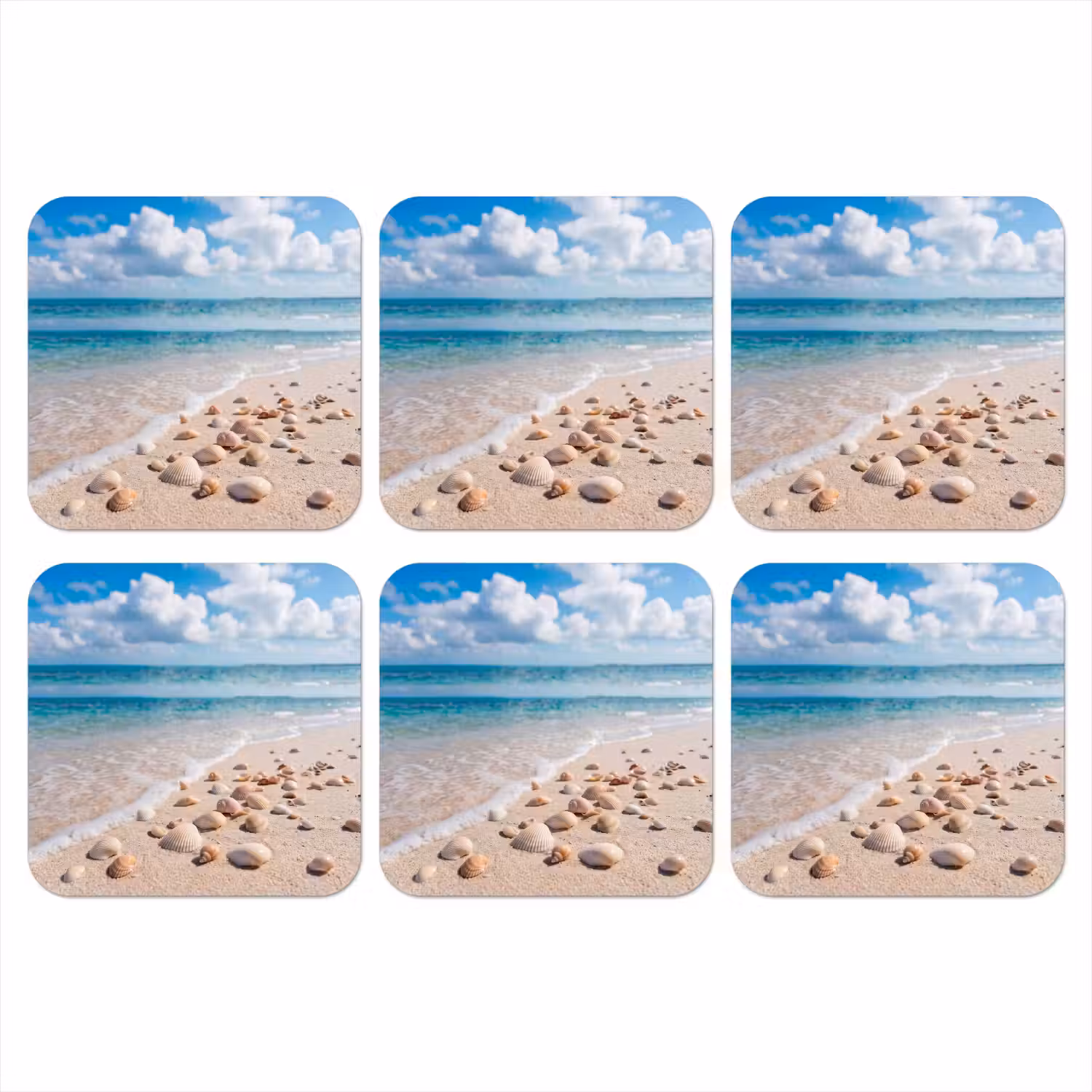 Schelpen - Strand - Natuur - Beige onderzetter kurk middel -3d